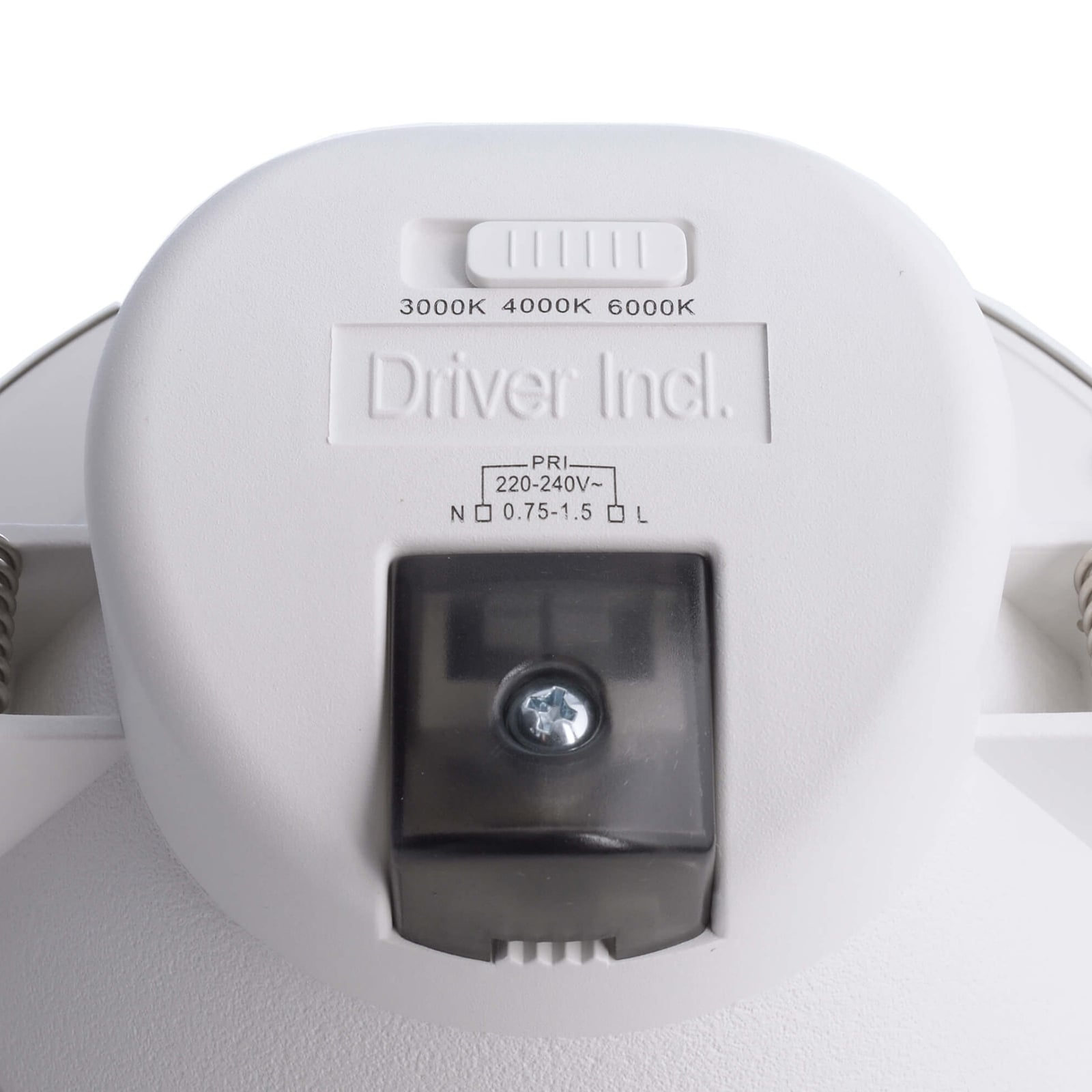 Nærbilde av LED innbyggingsspot Acrux dimbar CCT Ø17 cm sølv matt deksel