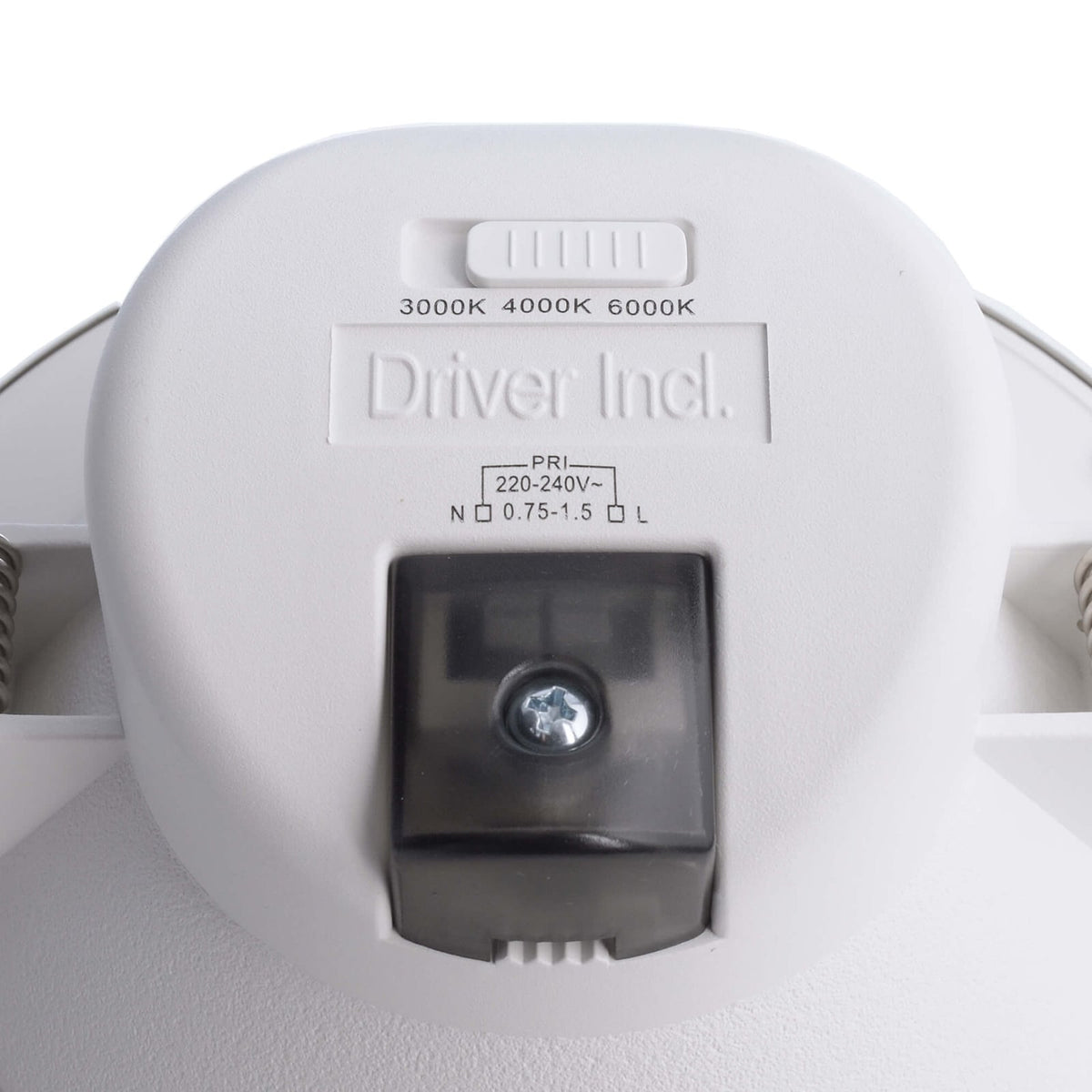 Nærbilde av LED innbyggingsspot Acrux dimbar CCT Ø17 cm sølv matt deksel