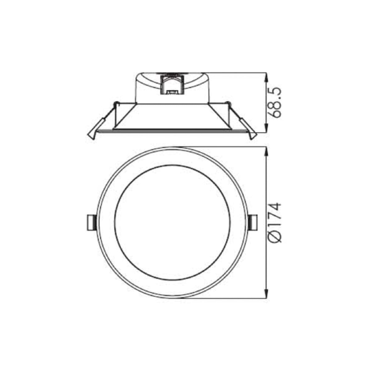 LED innbyggingsspot Acrux dimbar CCT Ø17 cm sølv matt sideprofil