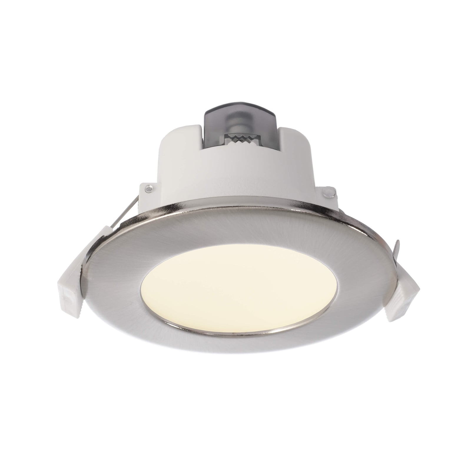 LED innbyggingsspot Acrux dimbar CCT matt sølv Ø10 cm forfra