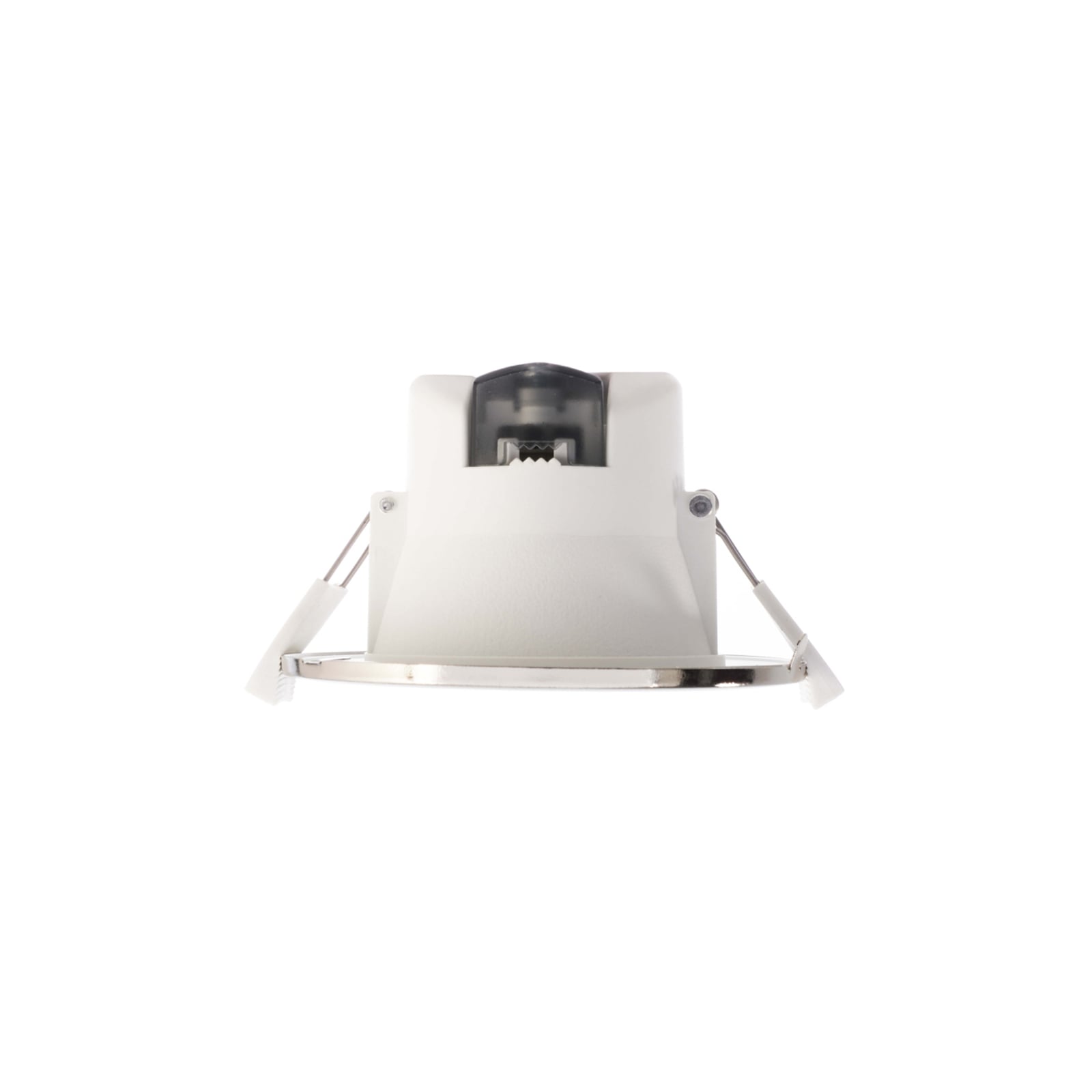 LED innbyggingsspot Acrux dimbar CCT matt sølv Ø10 cm montert i tak