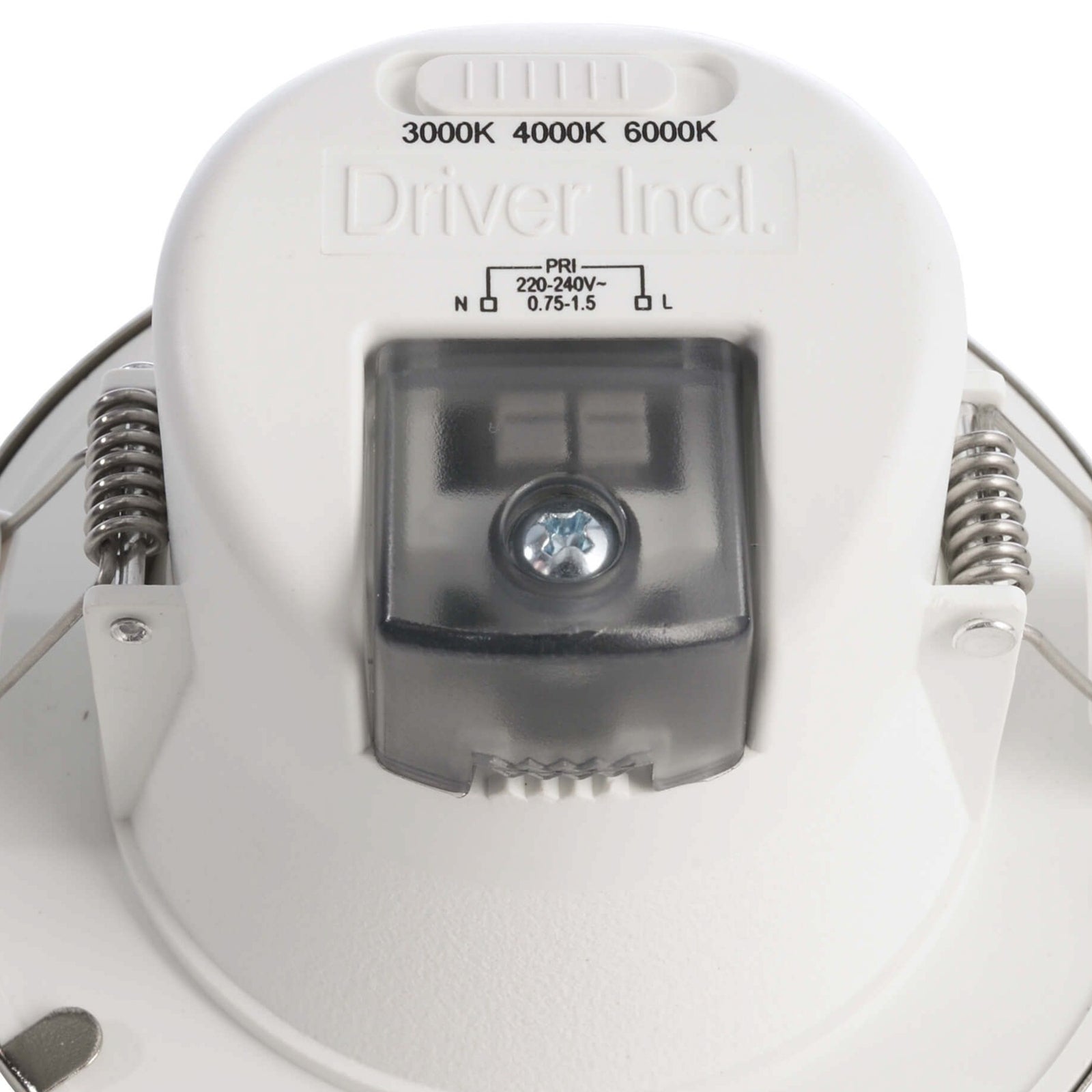 Nærbilde av LED innbyggingsspot Acrux dimbar CCT matt sølv Ø10 cm