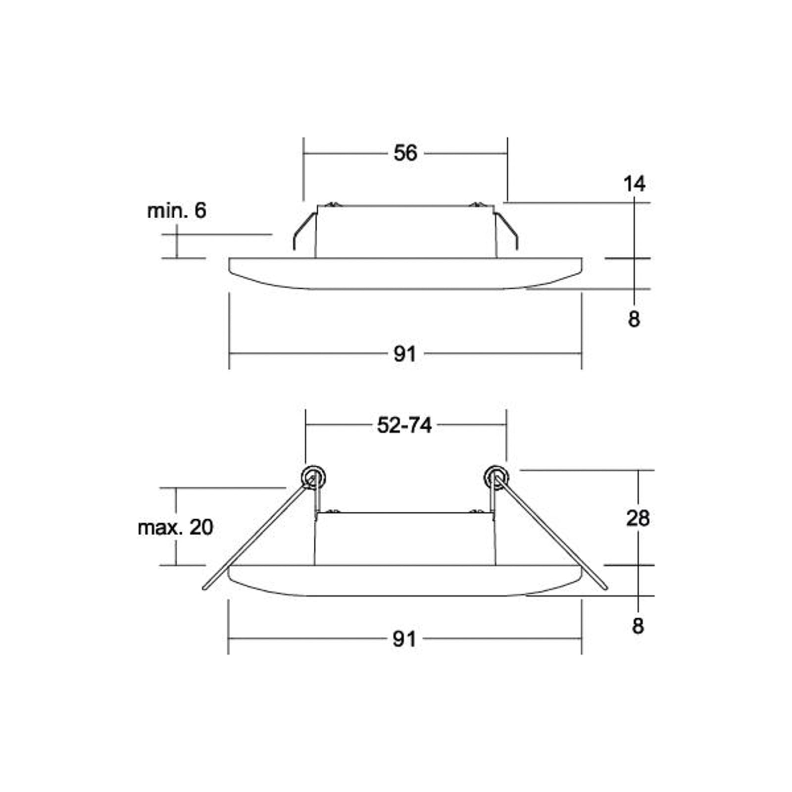Bakside av LED innbyggingsspot Adapt aluminium Ø9,1 cm 3W varmhvit