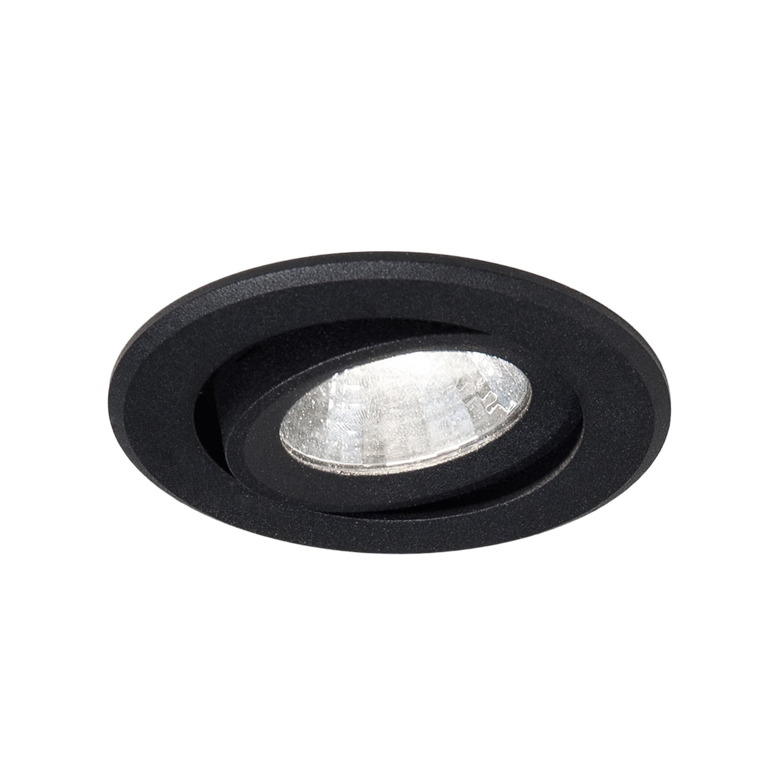 LED innbyggingsspot Agon Round svart montert i tak
