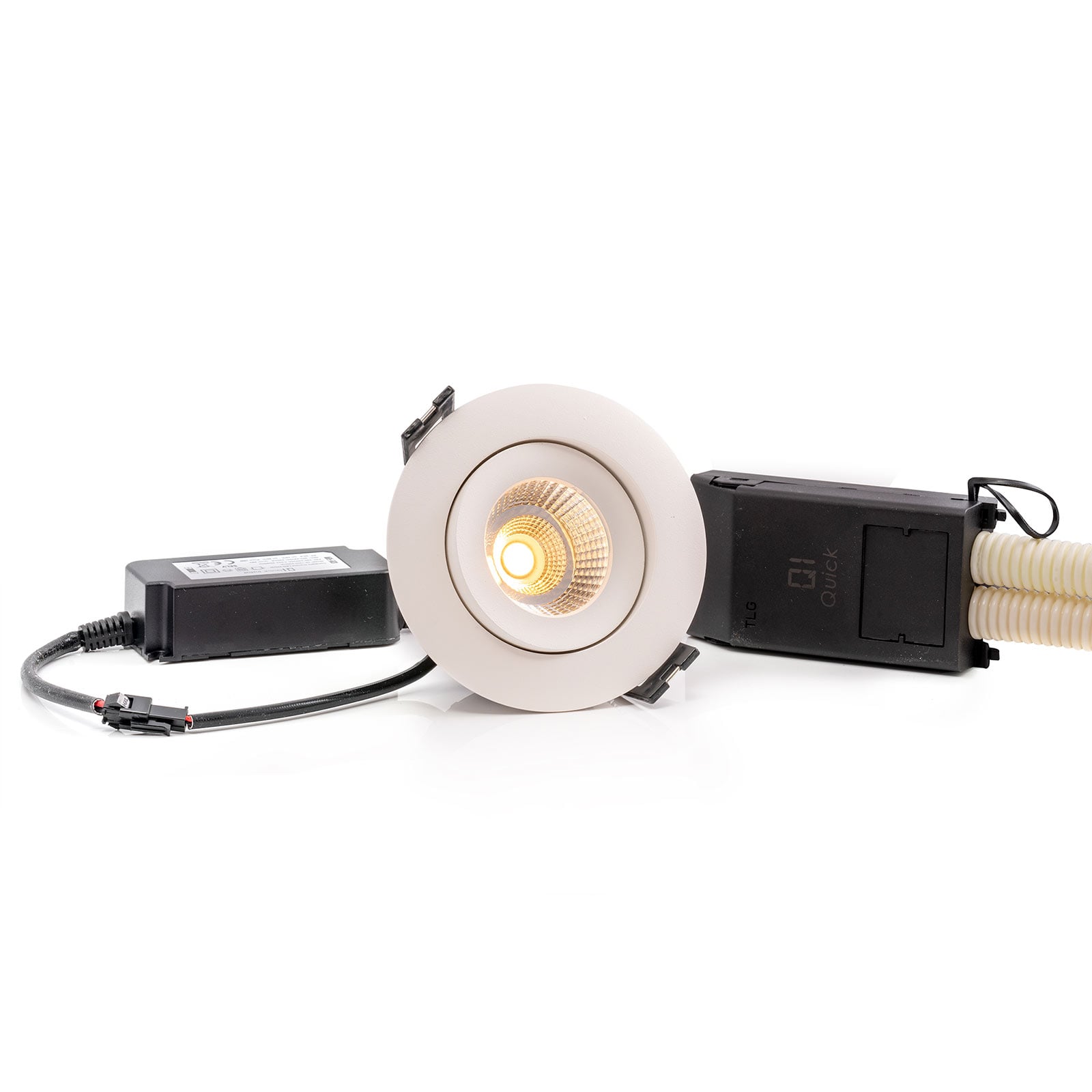 LED innbyggingsspot Allround 360° dimbar hvit IP44 Ø9,6 cm monteringsdetalj