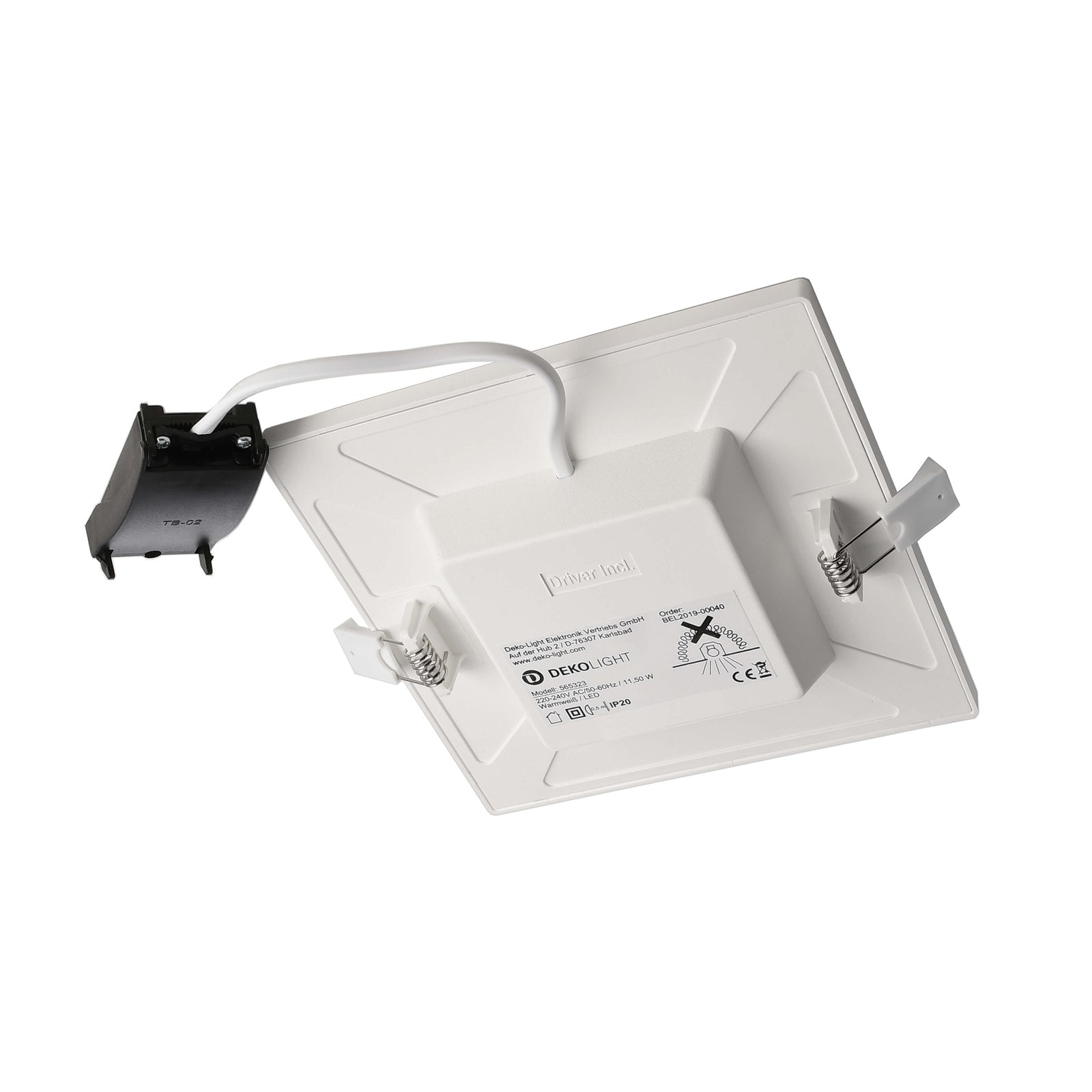LED innbyggingsspot Alya dimbar hvit 18x18 cm 12W 2700K montert i tak