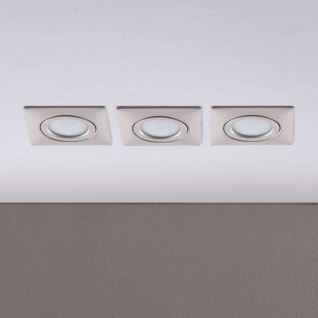 LED innbyggingsspot Andrej kantet 3-pack matt nikkel forfra