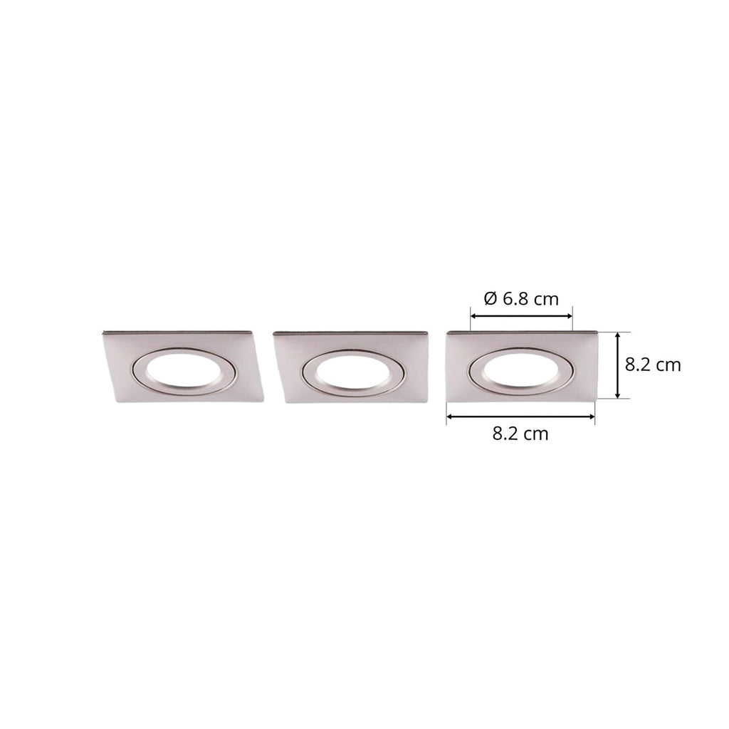 LED innbyggingsspot Andrej kantet 3-pack matt nikkel LED-lyskilde