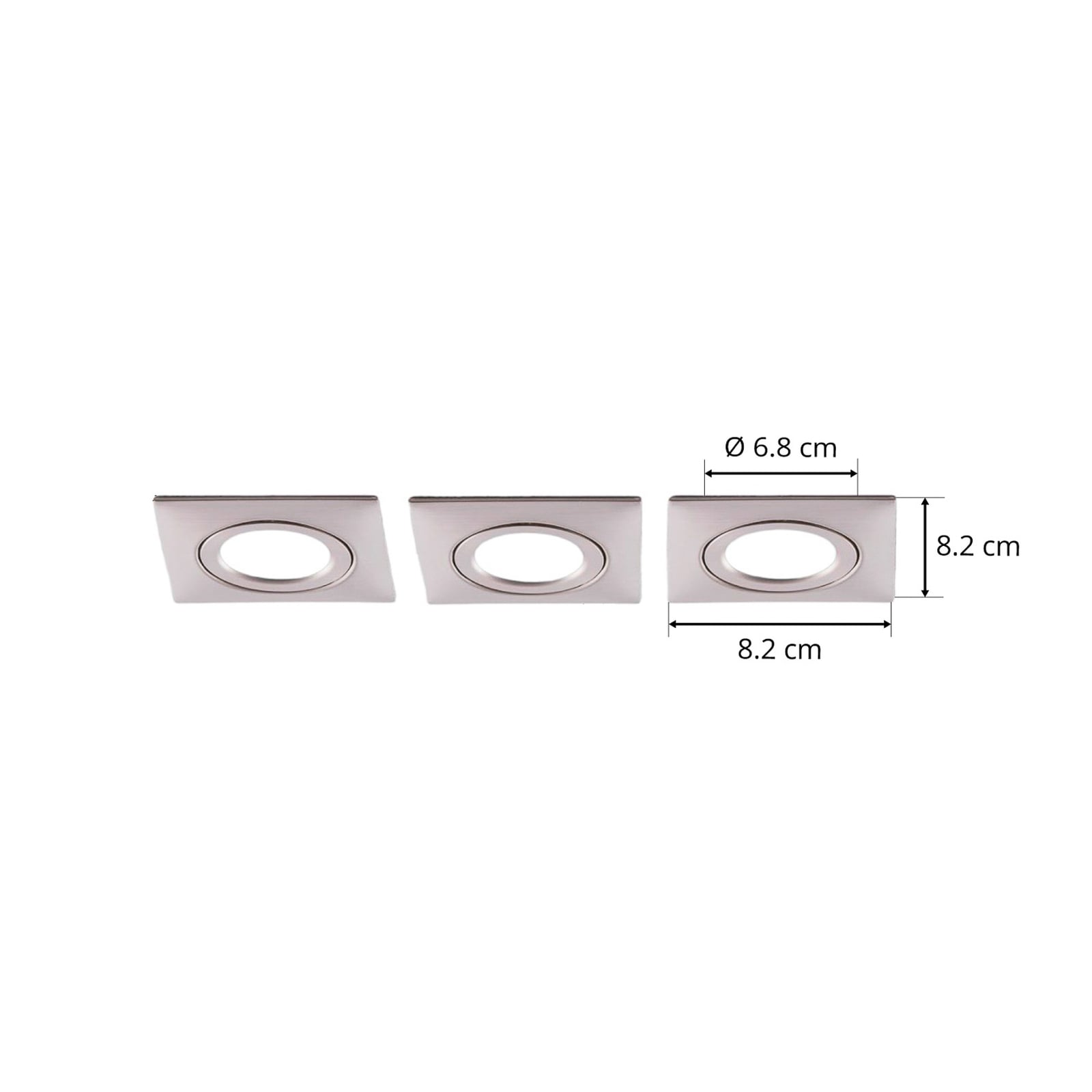 LED innbyggingsspot Andrej kantet 3-pack matt nikkel LED-lyskilde