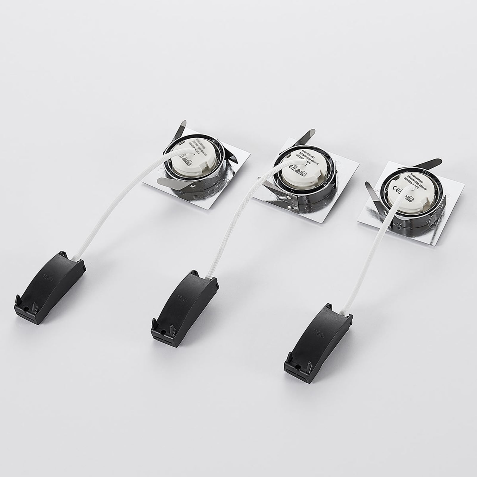 LED innbyggingsspot Andrej kantet 3-pack matt nikkel justerbar lysretning