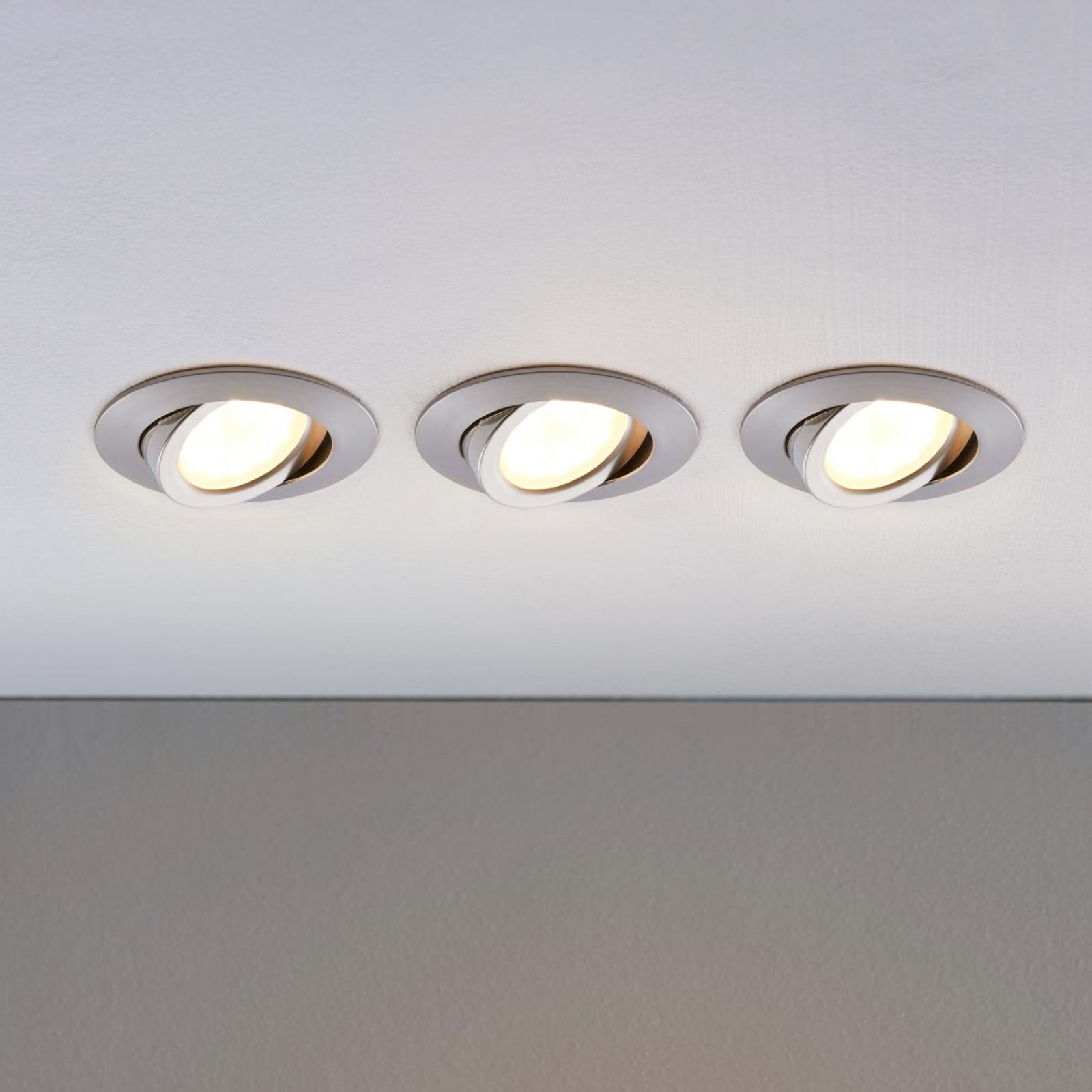 LED innbyggingsspot Andrej rund alu 3-pack svingbar forfra