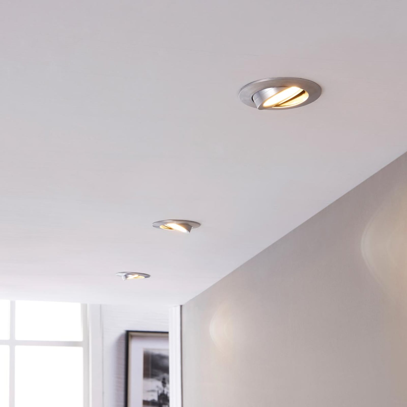 LED innbyggingsspot Andrej rund alu 3-pack svingbar detalj