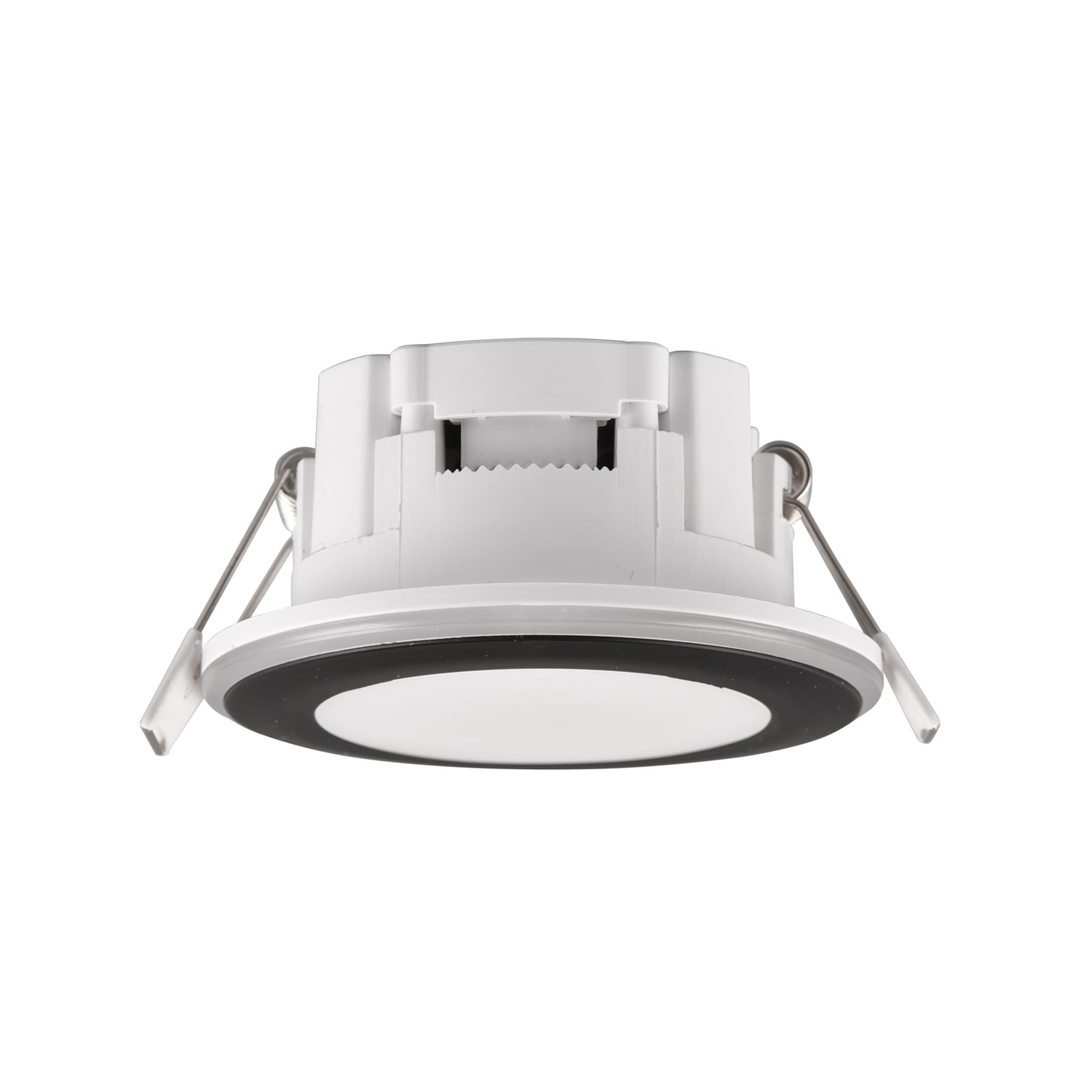 LED innbyggingsspot Argus RGBW dimbar Ø8 cm svart med lys i ulike farger