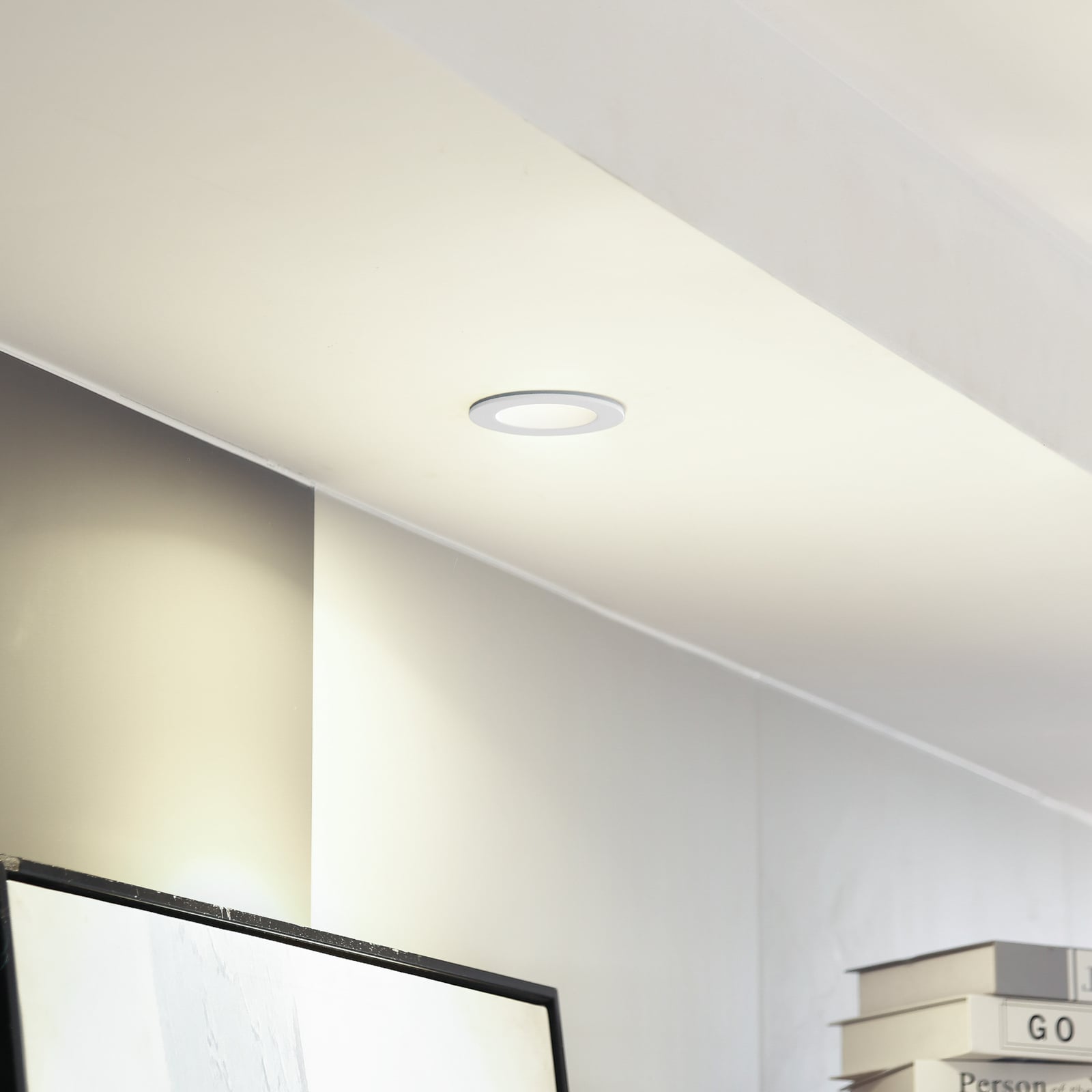 LED innbyggingsspot Aryx dimbar hvit IP65 6W 3000K Ø8,2 cm bakside
