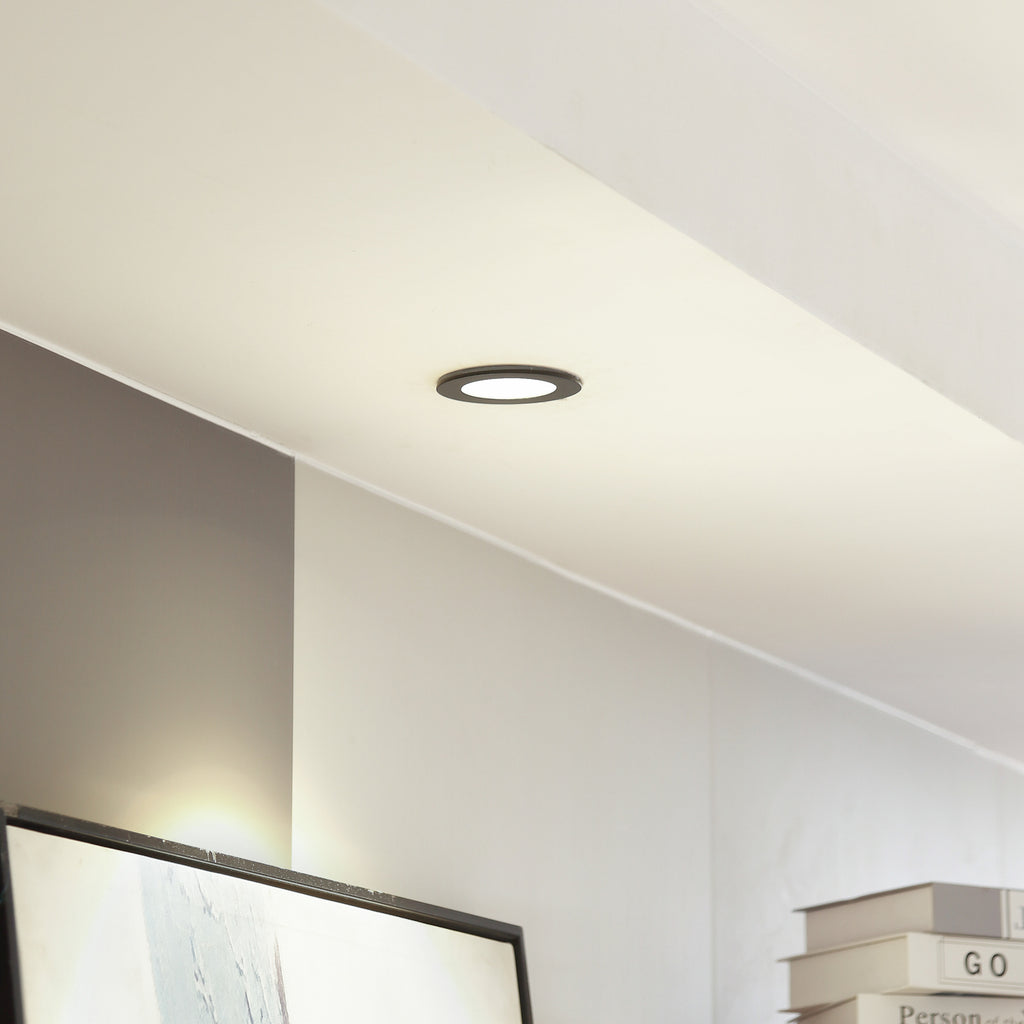 LED innbyggingsspot Aryx dimbar svart IP65 Ø8,2 cm bakside