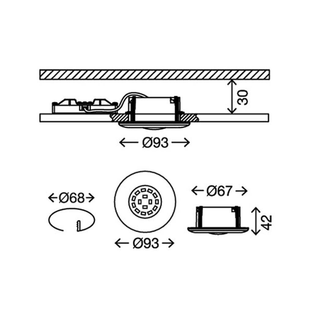 LED innbyggingsspot Attach One matt nikkel IP65 5W detalj