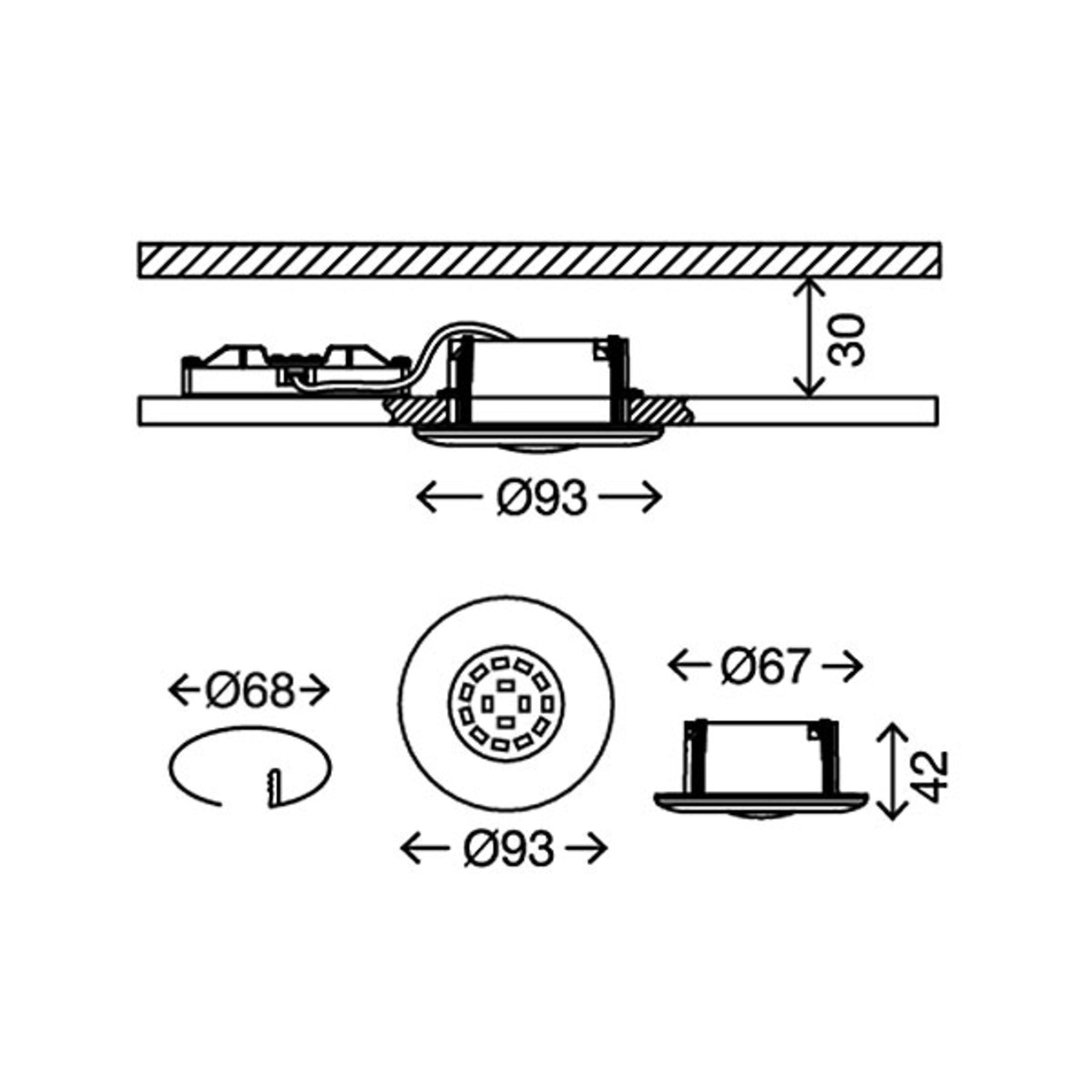 LED innbyggingsspot Attach One matt nikkel IP65 5W detalj