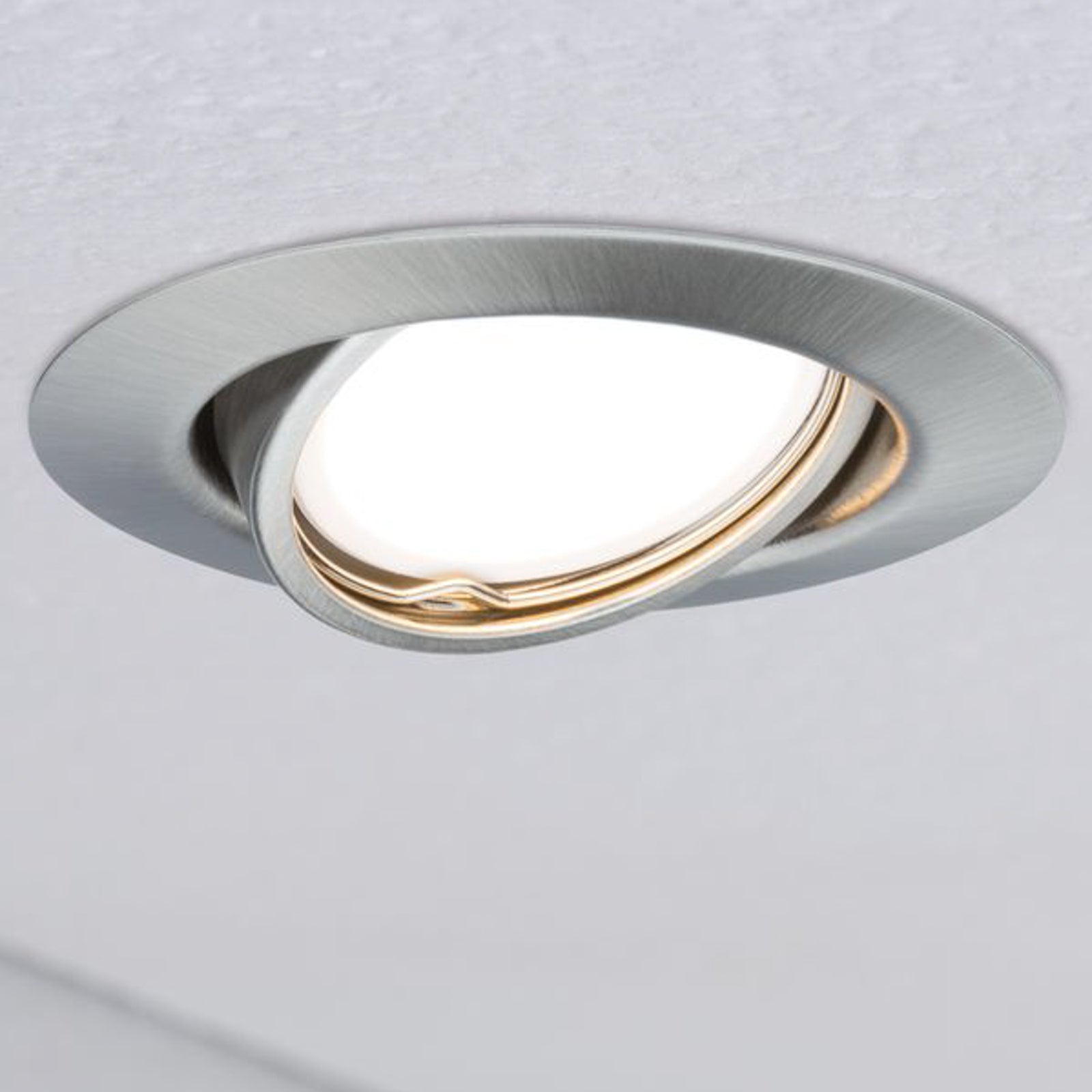 LED innbyggingsspot Base 3-pack børstet stål dimbar 3000K bakside