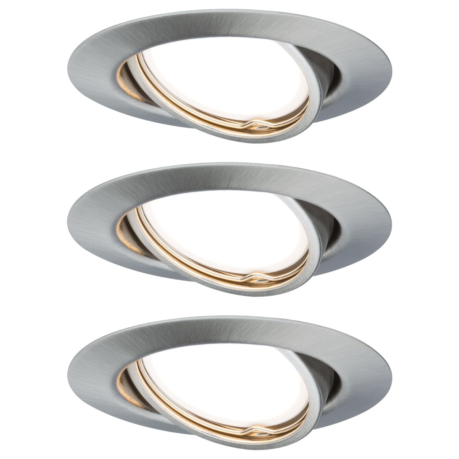 LED innbyggingsspot Base 3-pack børstet stål dimbar 3000K montert i tak