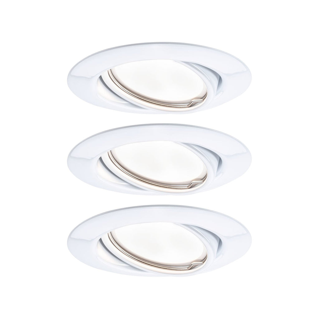 LED innbyggingsspot Base 3-pack svingbar dimbar hvit Ø9 cm - Paulmann forfra