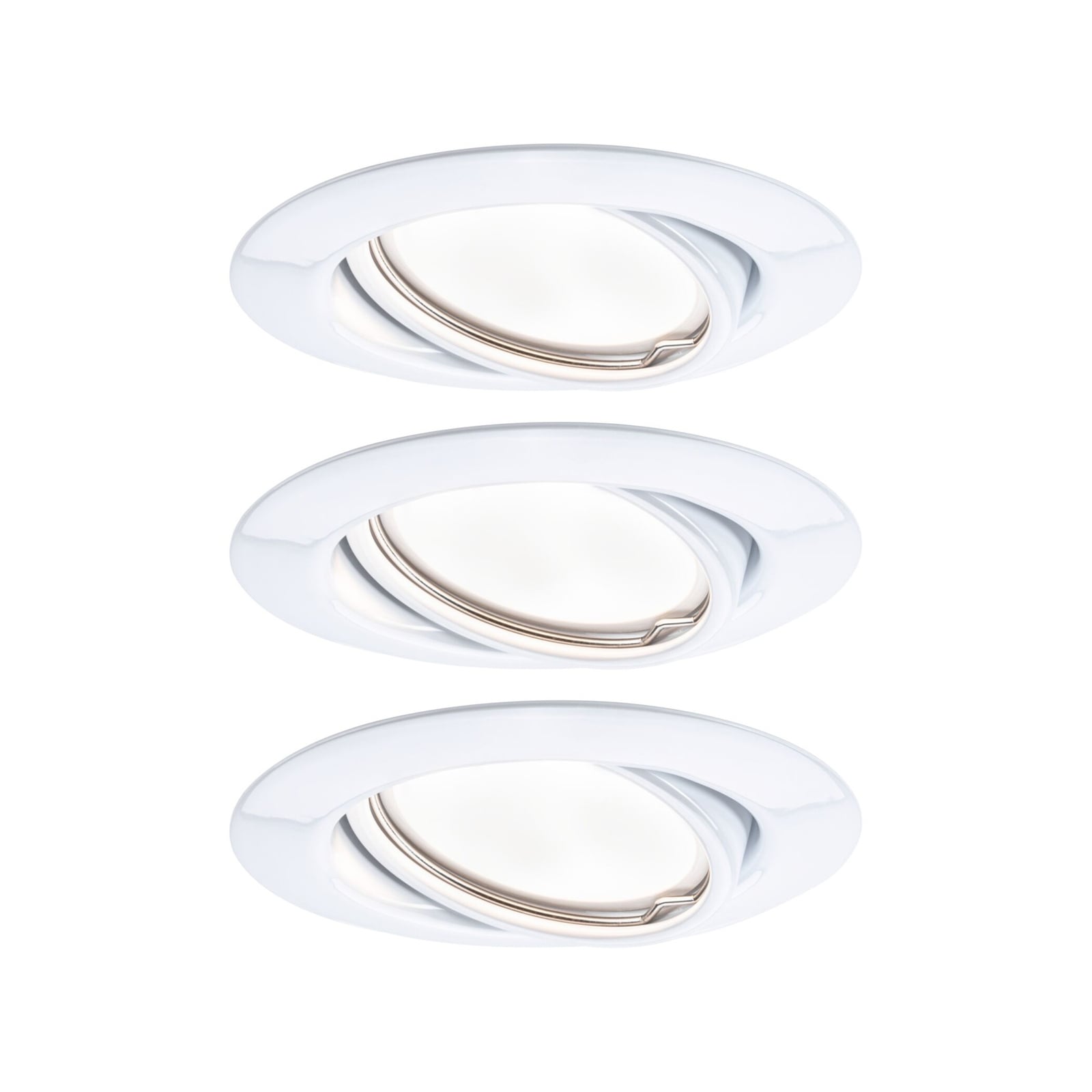LED innbyggingsspot Base 3-pack svingbar dimbar hvit Ø9 cm - Paulmann forfra