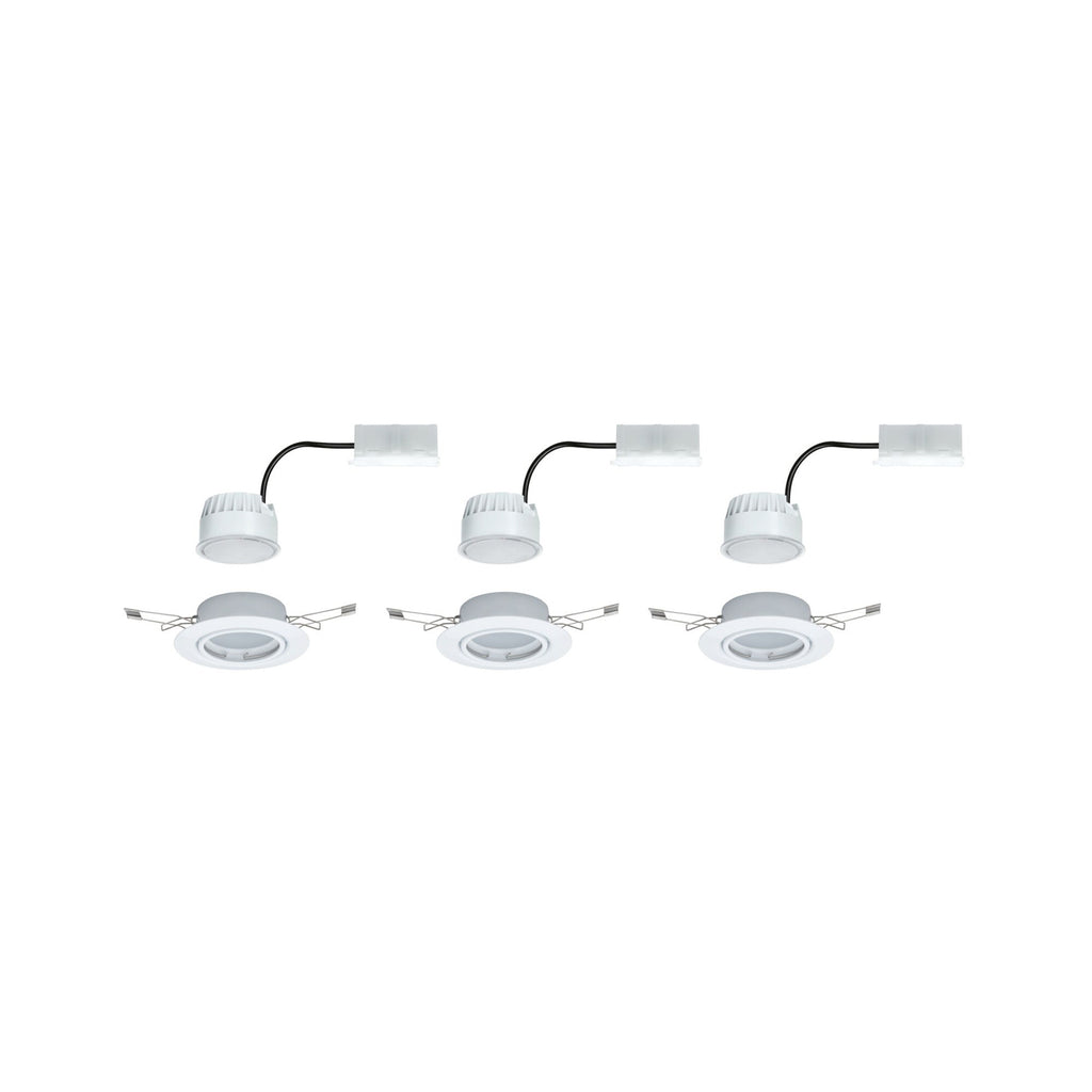 LED innbyggingsspot Base 3-pack svingbar dimbar hvit Ø9 cm - Paulmann nærbilde av LED-lyskilde