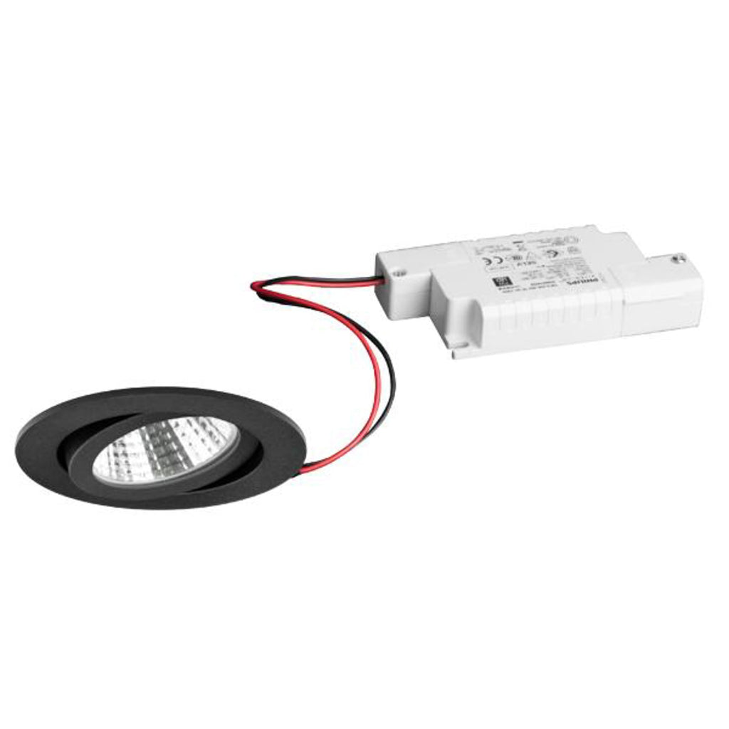 LED innbyggingsspot BB03 dimbar svingbar svart Ø8,2 cm 6W forfra