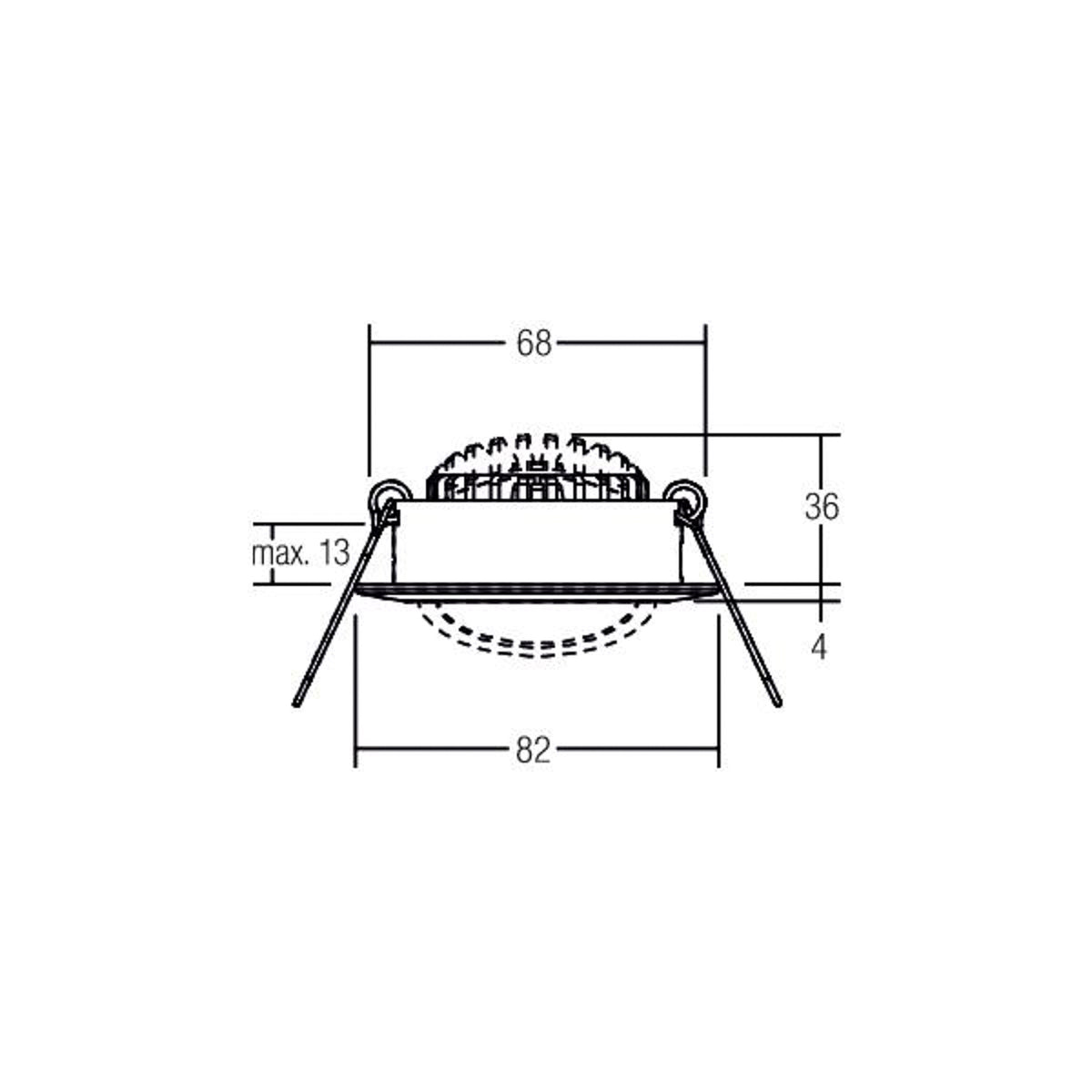 LED innbyggingsspot BB03 dimbar svingbar svart Ø8,2 cm 6W bakside