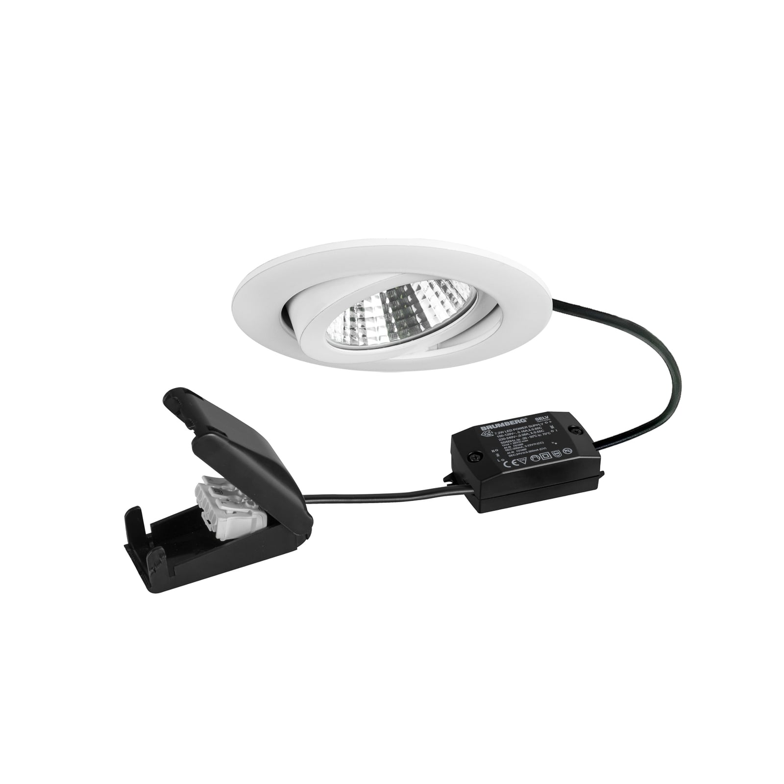 LED innbyggingsspot BB03 svingbar hvit matt Ø8,2 cm foran
