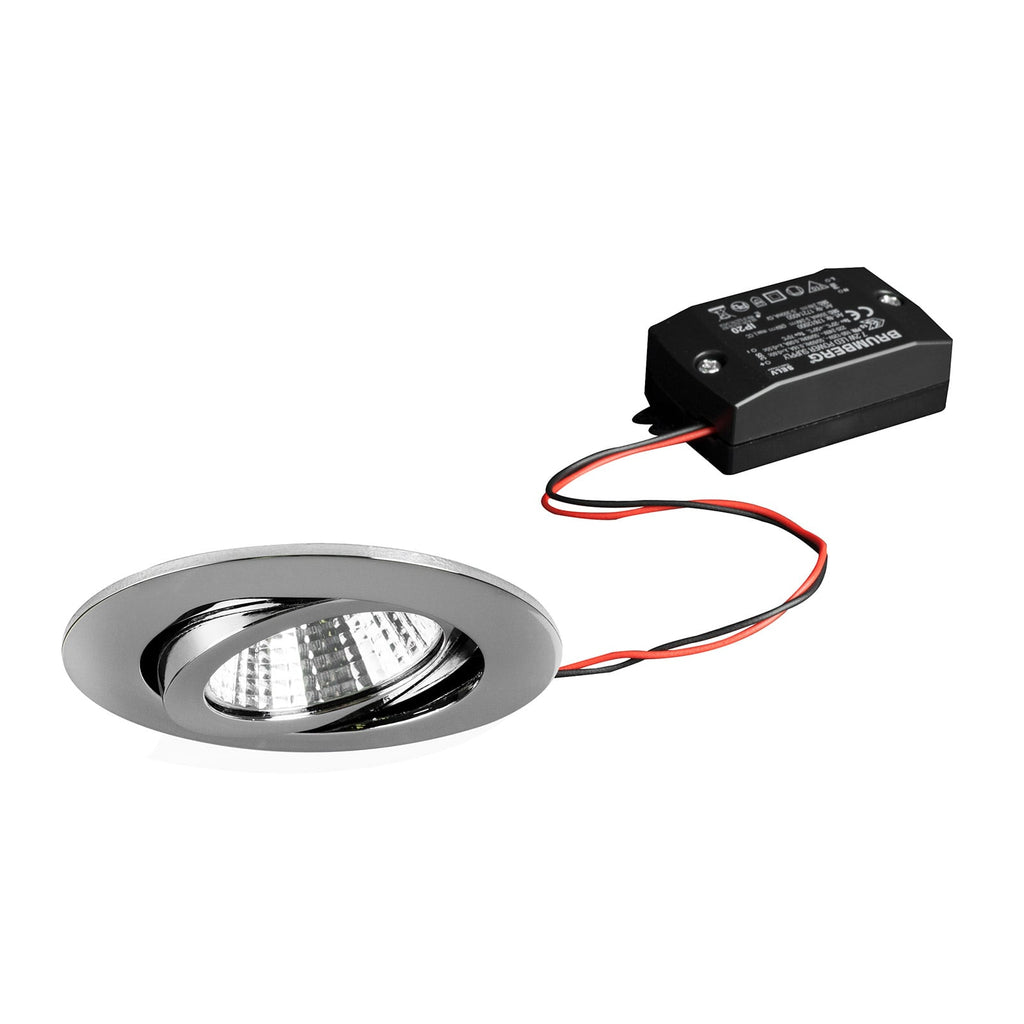 LED innbyggingsspot BB03 svingbar krom 6W 3000K forfra