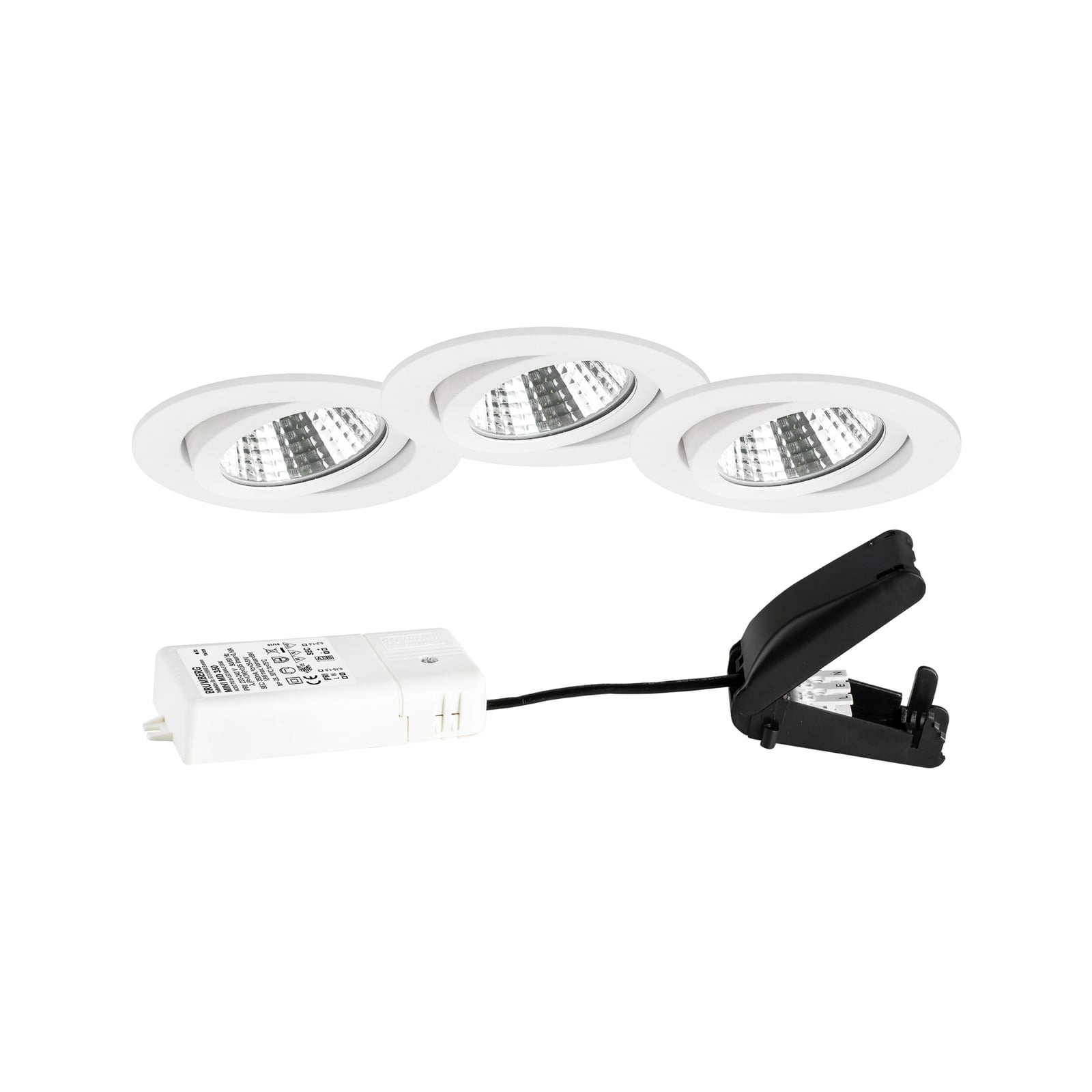 LED innbyggingsspot BB03 rund dimbar 3-pack 6W 3000K fra BRUMBERG forfra