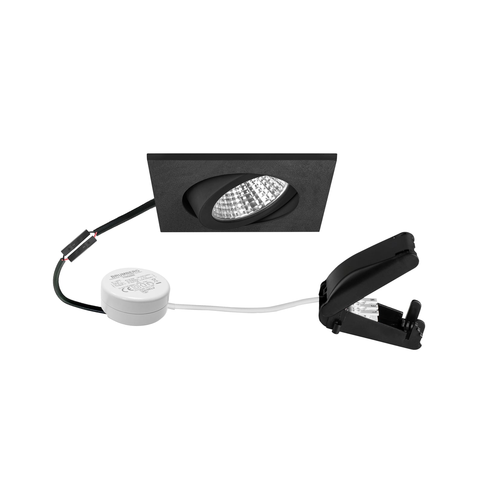LED innbyggingsspot BB05 rund dimbar svart matt fra front