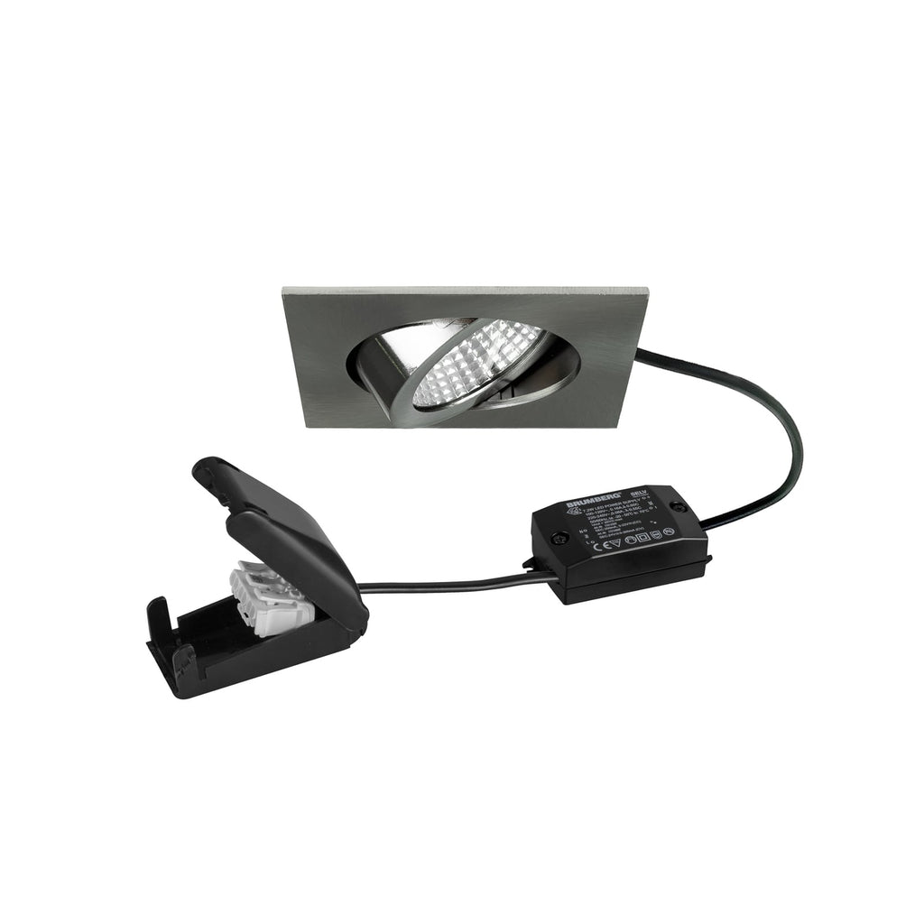 LED innbyggingsspot BB05 svingbar matt nikkel forfra