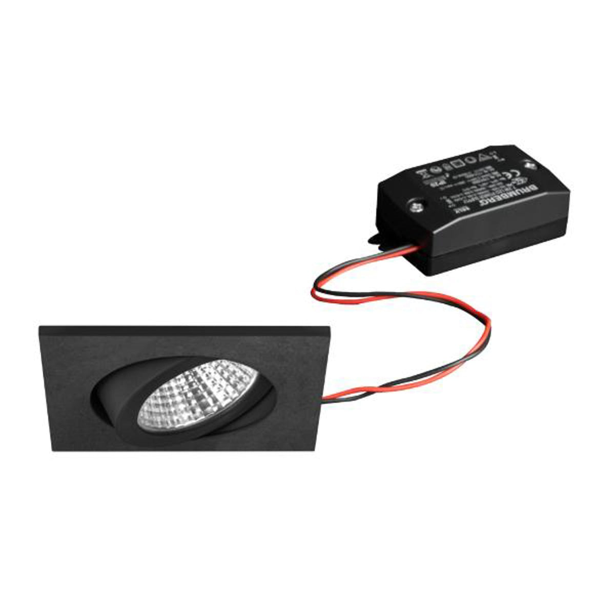 LED innbyggingsspot BB05 svingbar svart 82x82 mm 6W forfra