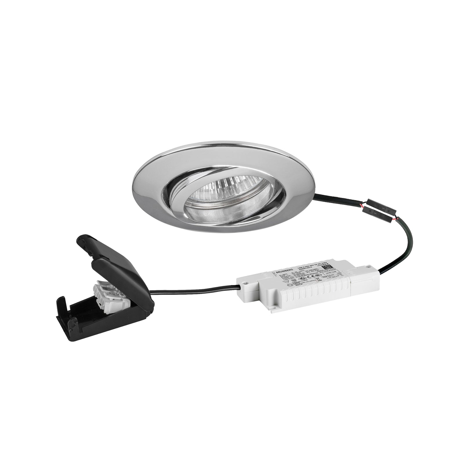 LED innbyggingsspot BB13 dim2warm krom svingbar forfra