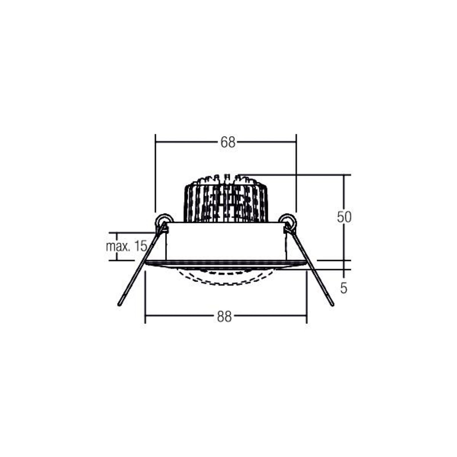 LED innbyggingsspot BB13 dim2warm matt nikkel dimbar 6W forfra
