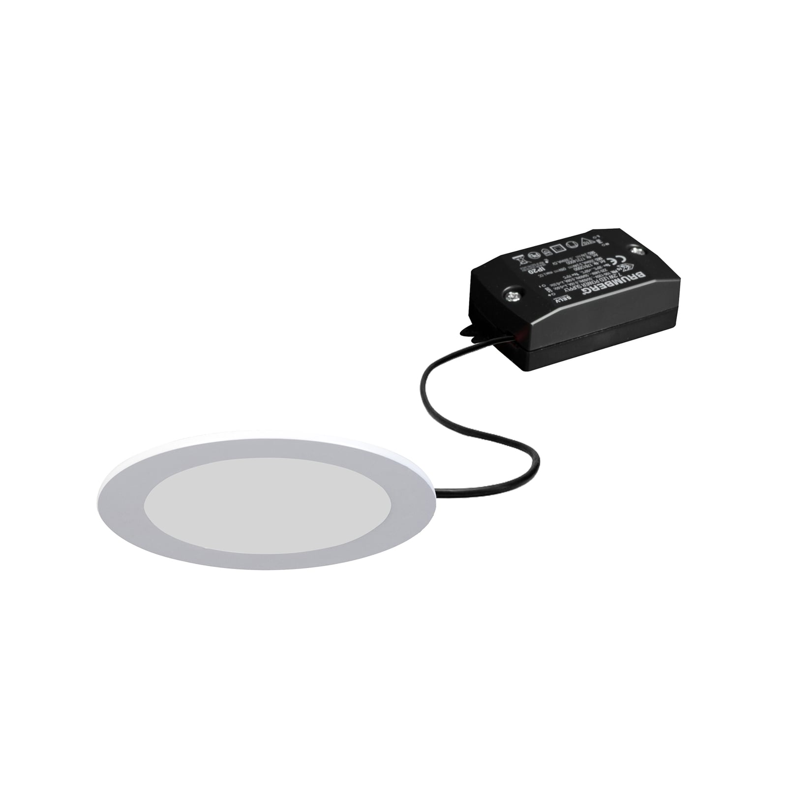LED innbyggingsspot BB17 hvit Ø7,2 cm 3W varmhvit forfra