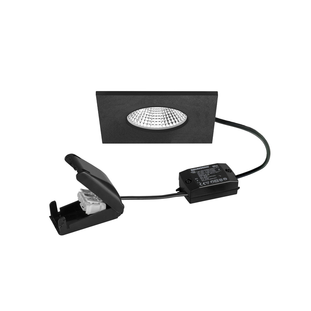 LED innbyggingsspot BB21 firkantet IP65 svart matt 7W forfra
