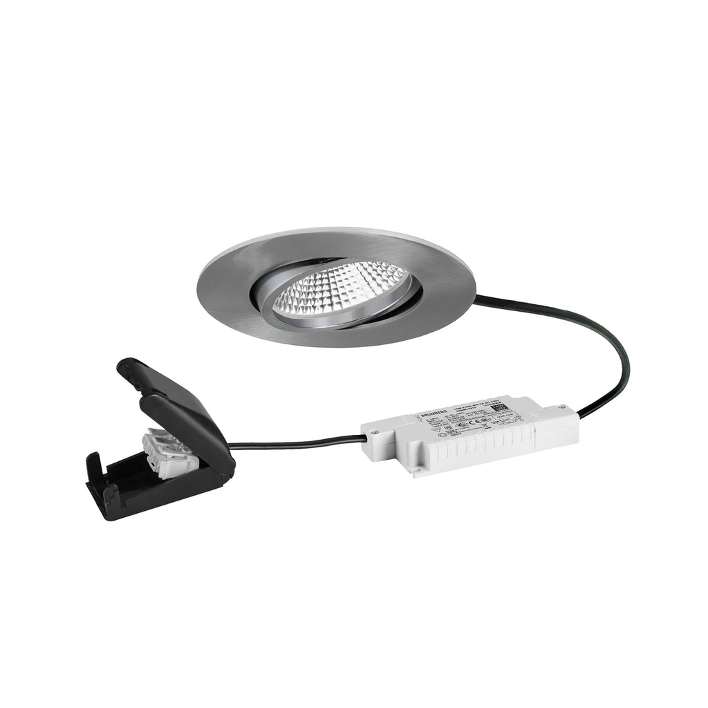 LED innbyggingsspot BB23 dimbar svingbar IP65 matt nikkel forfra