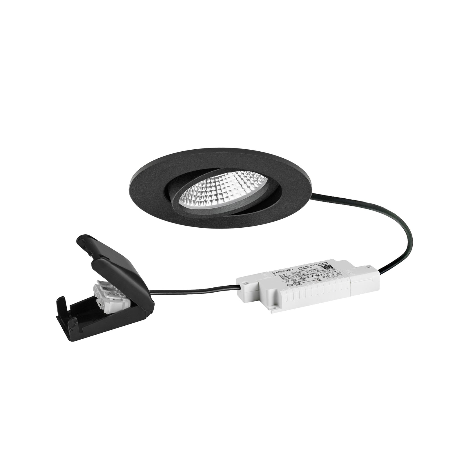 LED innbyggingsspot BB23 svart matt IP65 dimbar 7W forfra