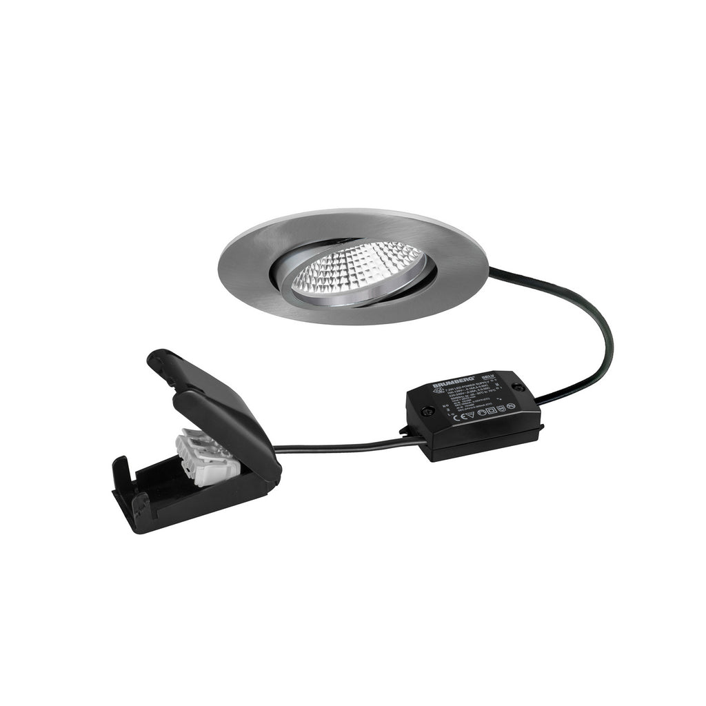 LED innbyggingsspot BB23 svingbar 7W IP65 matt nikkel forfra