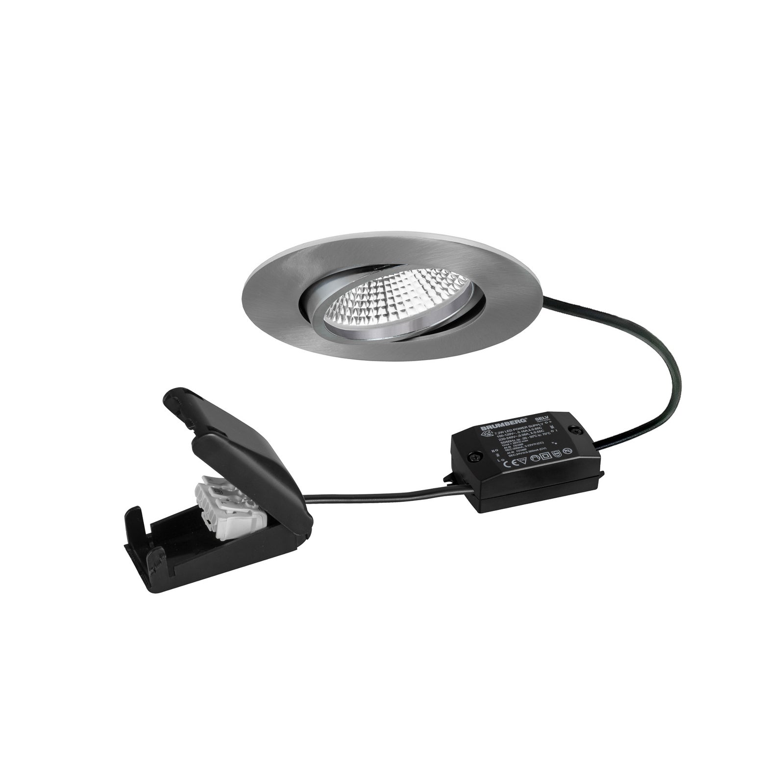 LED innbyggingsspot BB23 svingbar 7W IP65 matt nikkel forfra