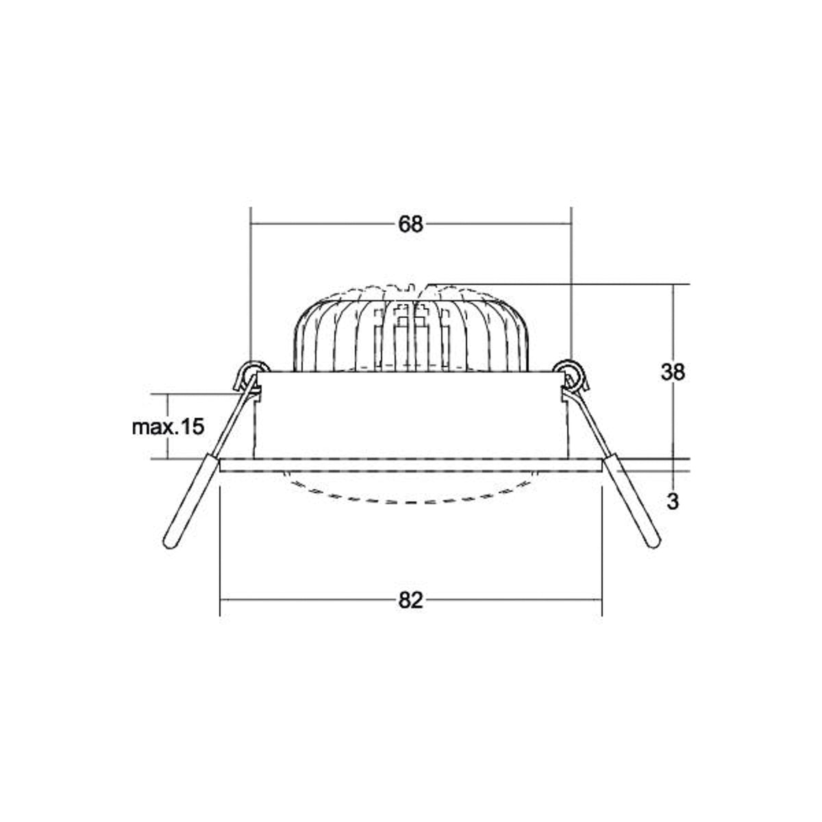 LED innbyggingsspot BB35 DALI dimbar hvit 7W 3000K bakside