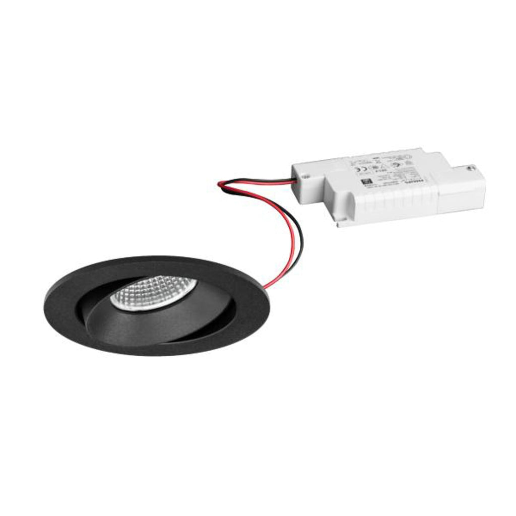 LED innbyggingsspot BB35 dimbar svart 3000K 7W Ø8,2 cm forfra
