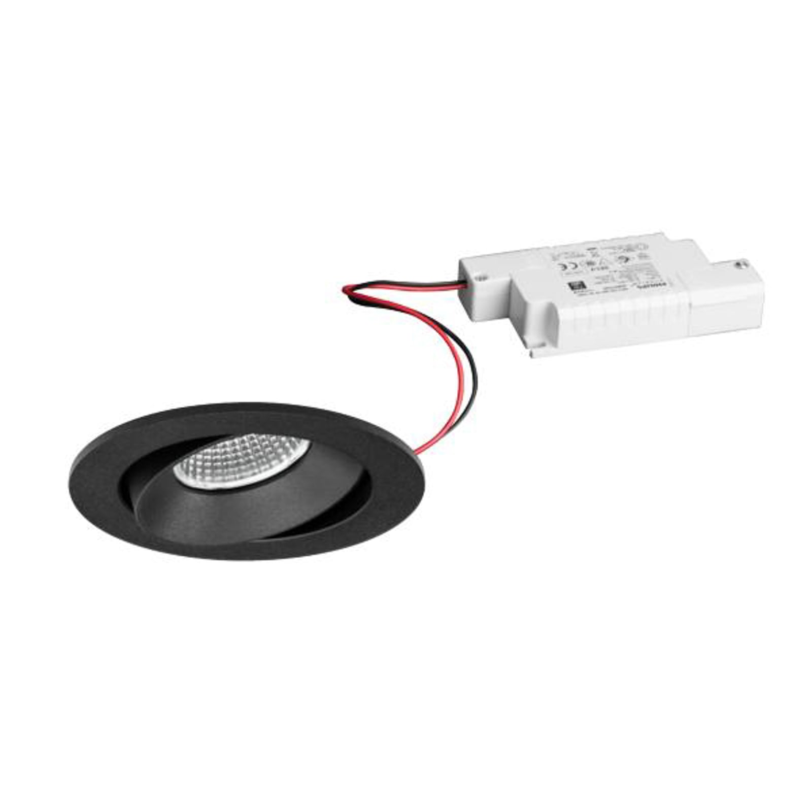 LED innbyggingsspot BB35 dimbar svart 3000K 7W Ø8,2 cm forfra