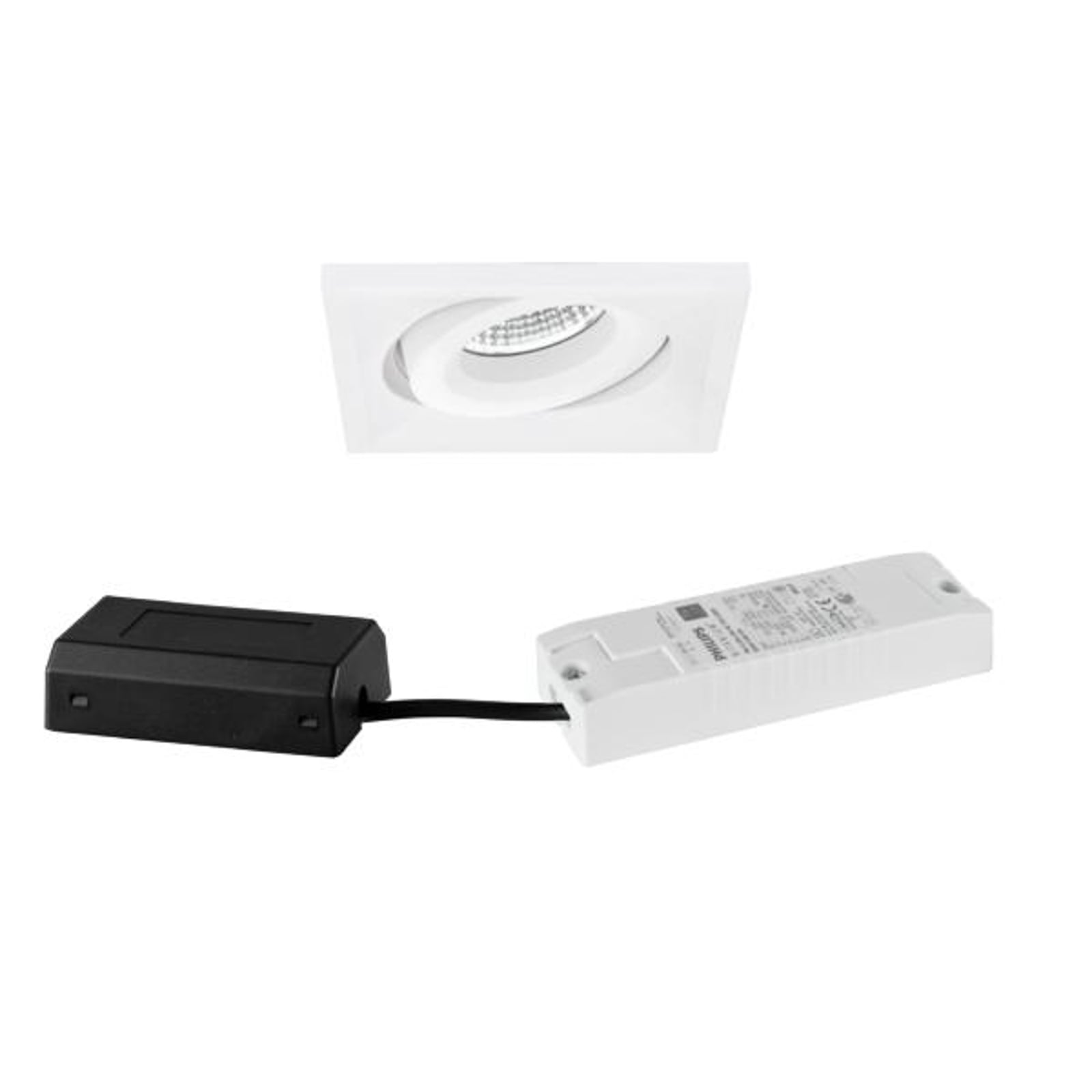 LED innbyggingsspot BB37 DALI dimbar kvadratisk 7W hvit forfra