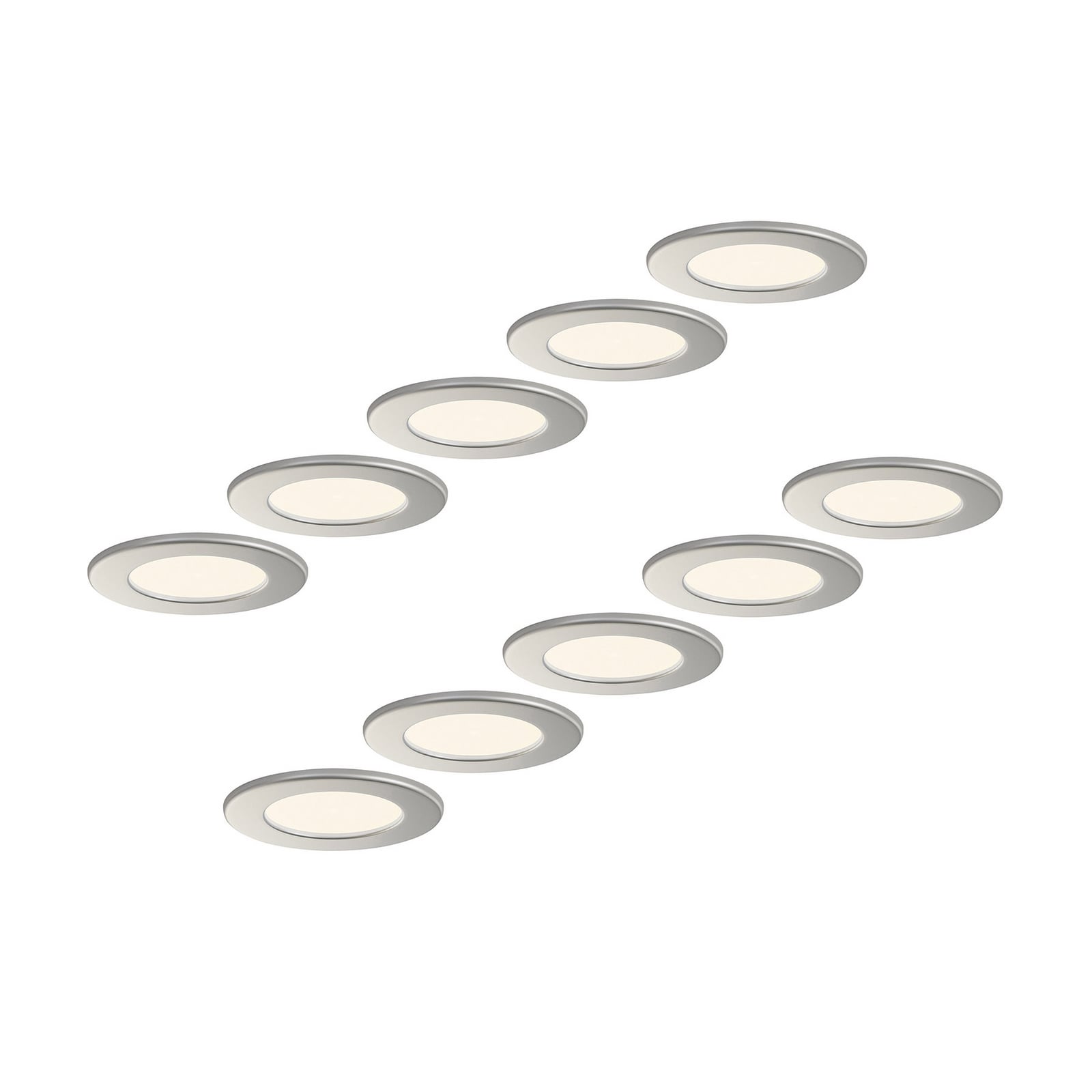 LED innbyggingsspot Cadance 10-pack sølv dimbar forfra