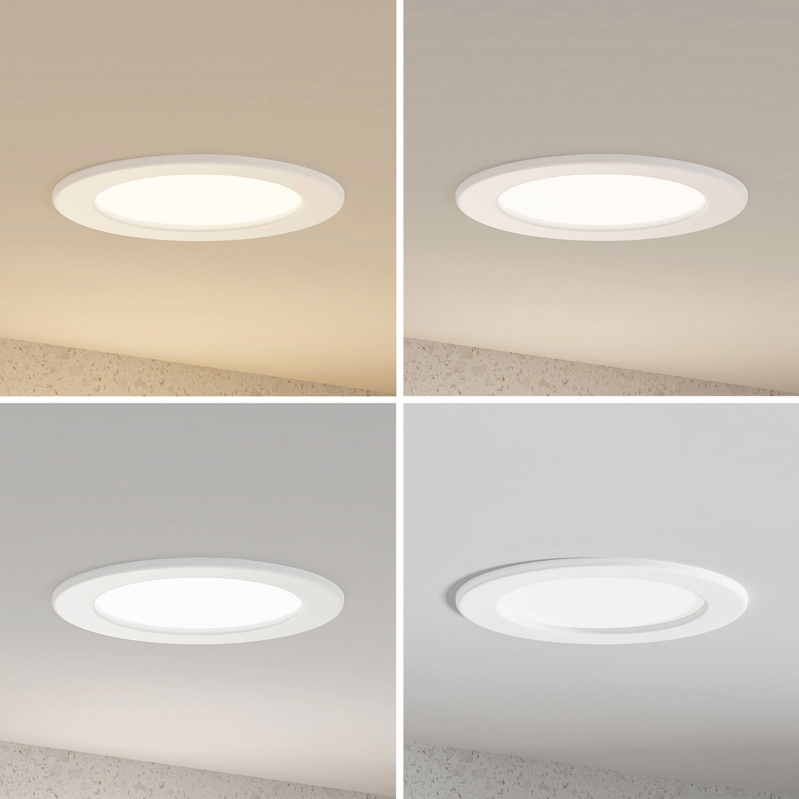 LED innbyggingsspot Cadance hvit Ø17 cm CCT IP44 3-pack med dimmerfunksjon