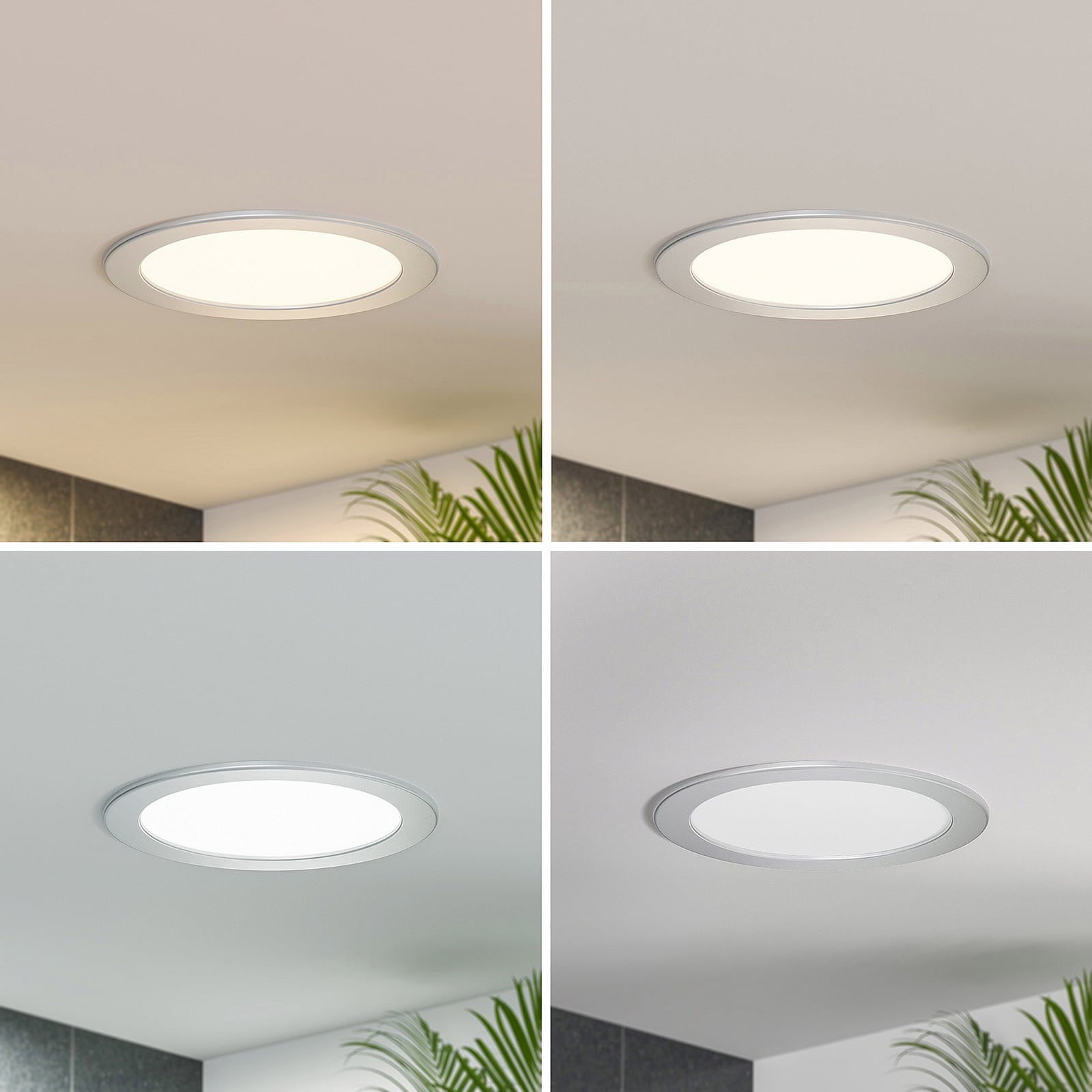 Bakside av LED innbyggingsspot Cadance rund sølv Ø22 cm 18W CCT dimbar IP44