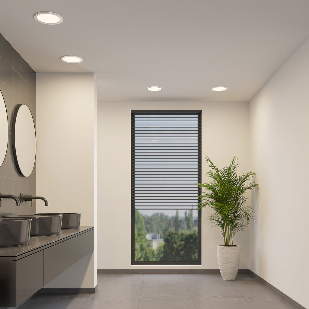 Detalj av LED innbyggingsspot Cadance rund sølv Ø22 cm 18W CCT dimbar IP44